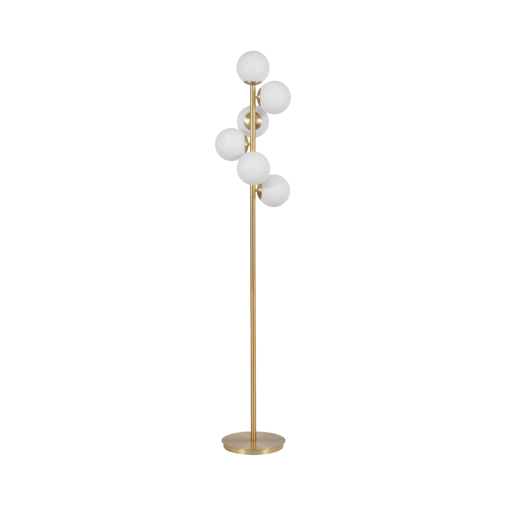 Glass 72" Frosted Globe Floor Lamp, Gold - Image 4