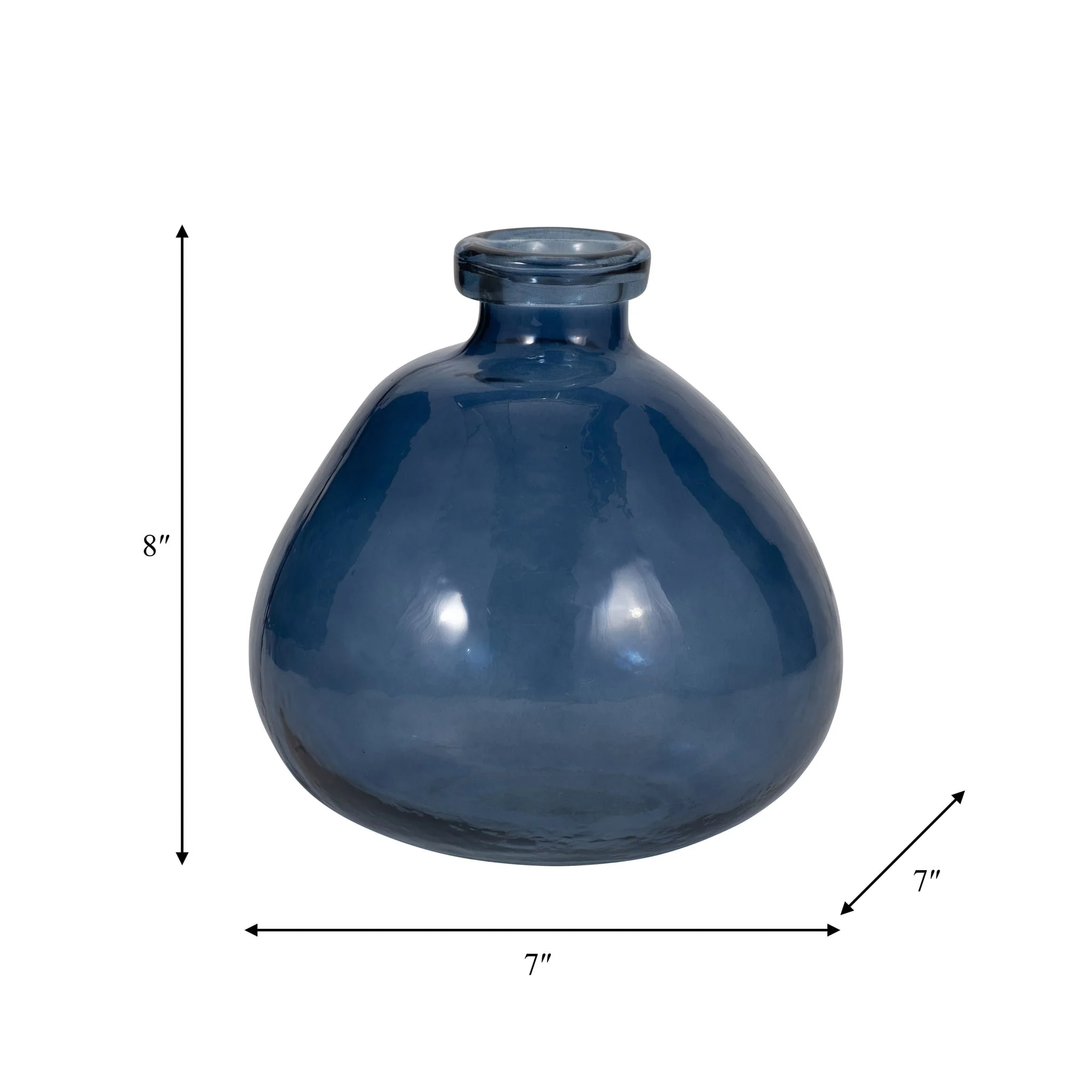 Glass, 8" Balloon Vase, Blue - Image 8