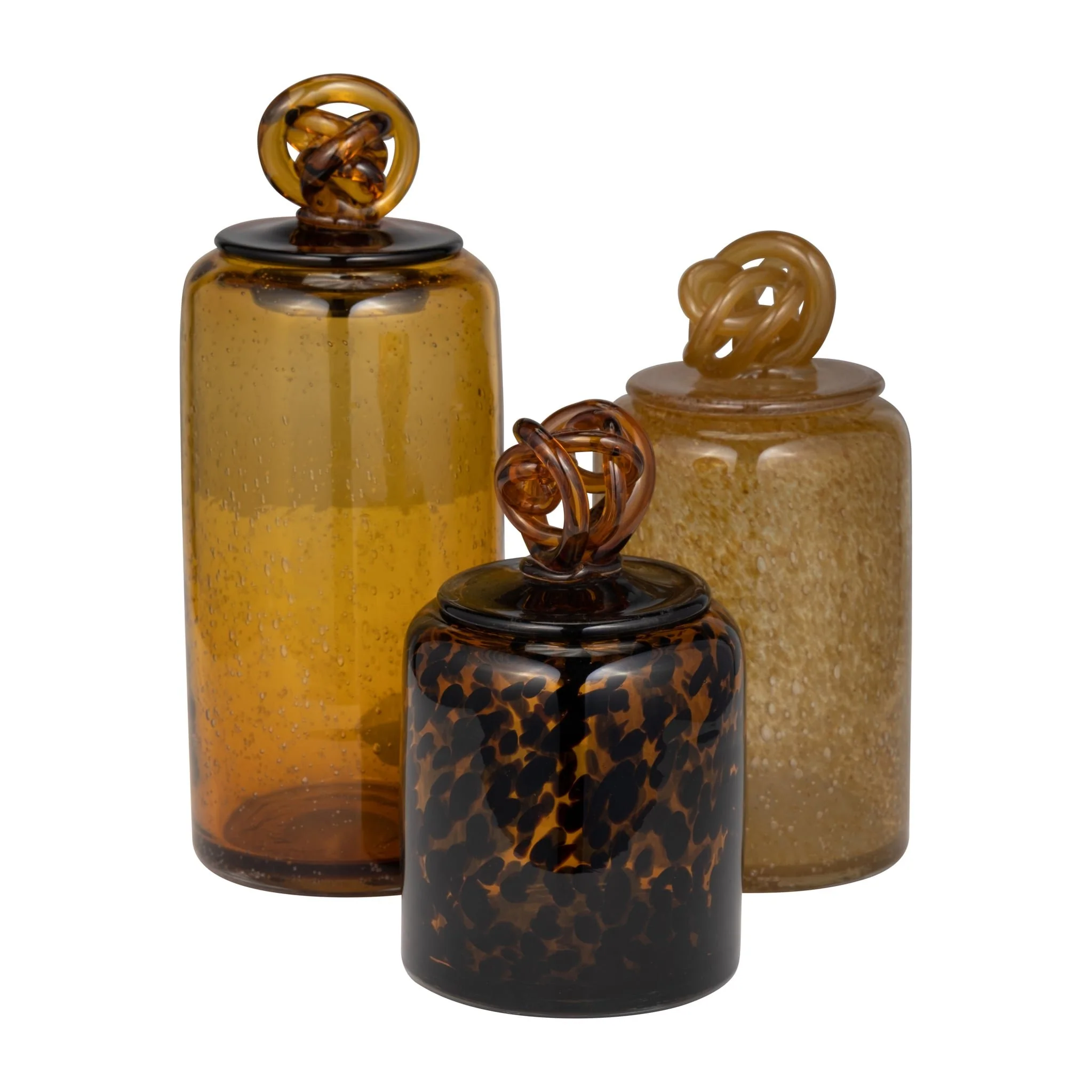 Glass, 8" Jar W/ Knot Lid Tortoise - Image 7