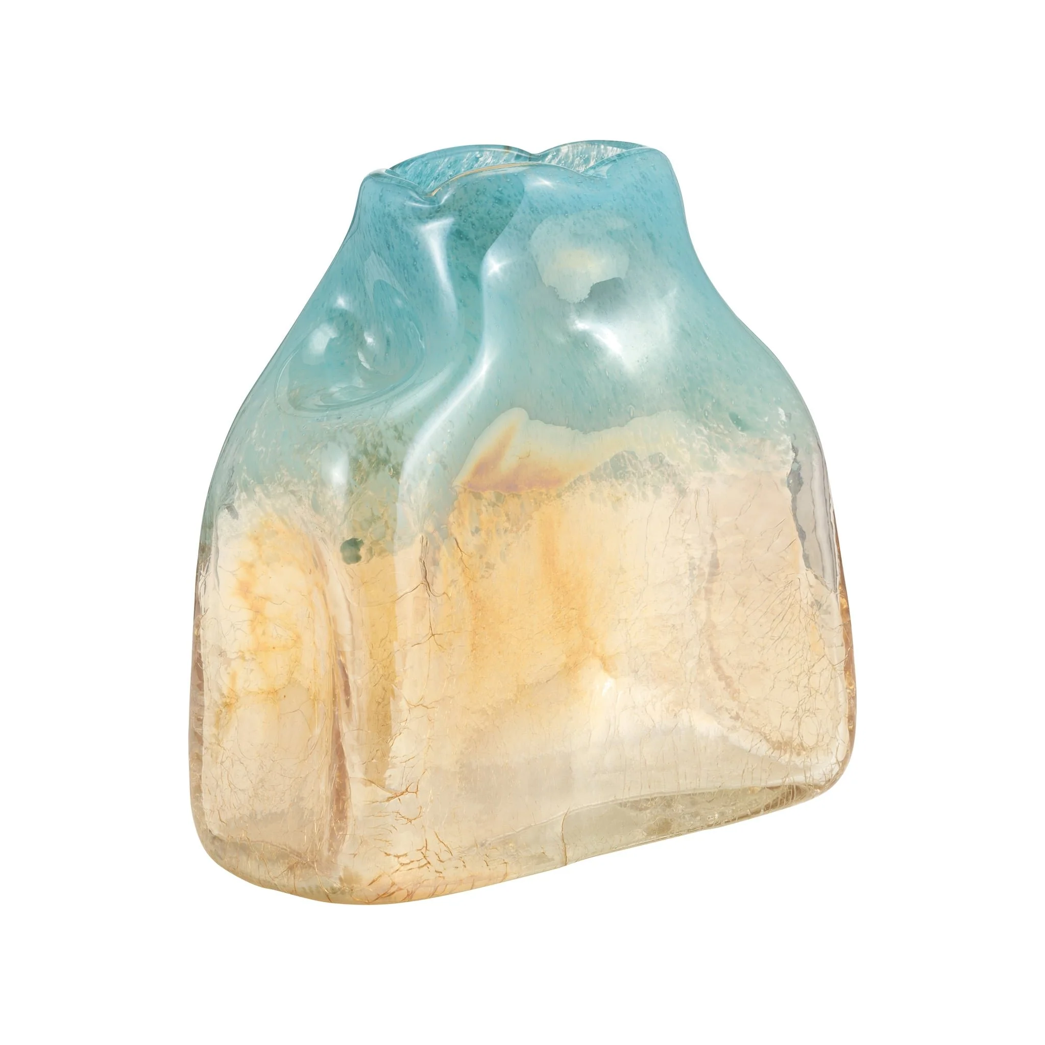 Glass, 8" Vase Teal/apricot - Image 2