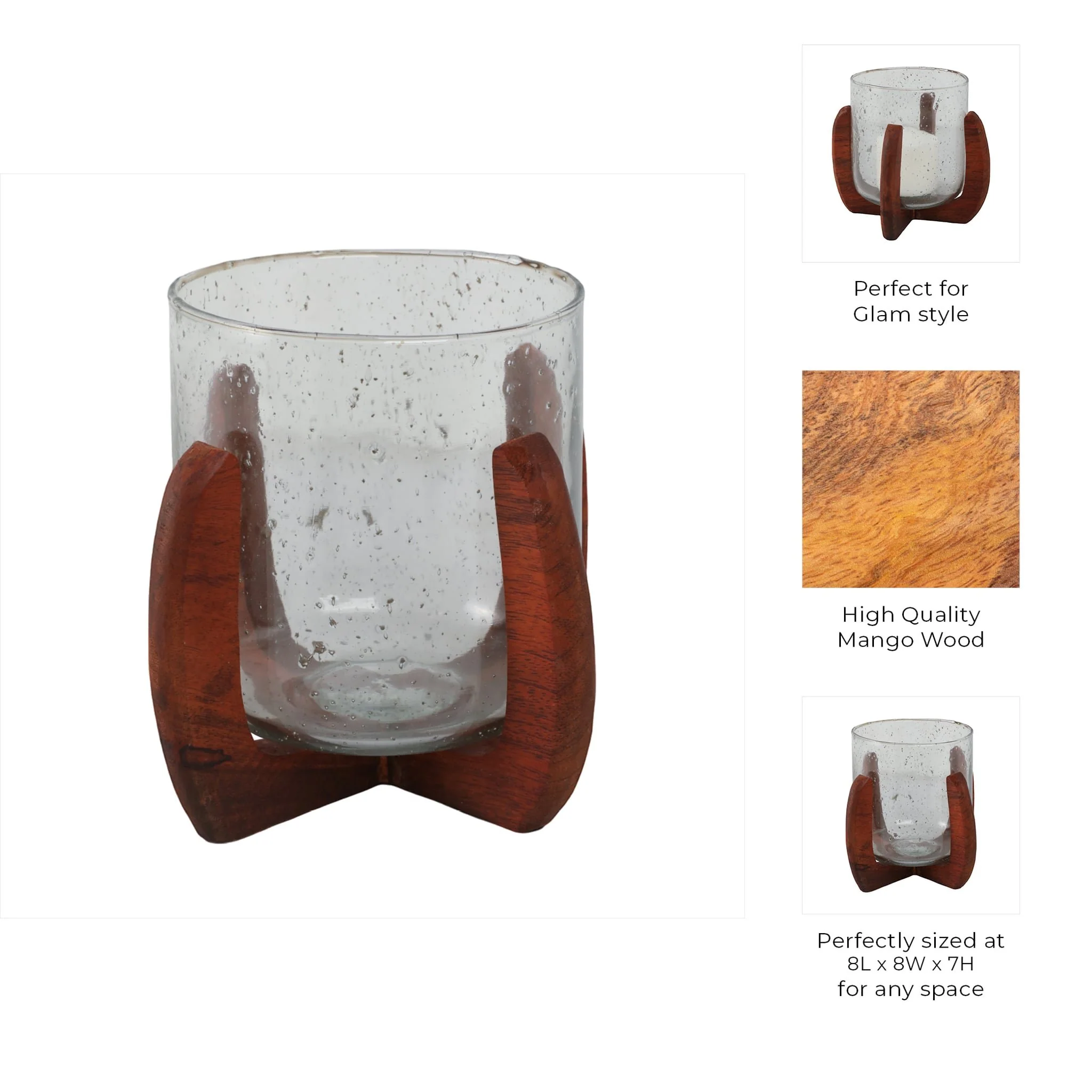 Glass, 8" Votive Holder W/ Base, Brown/clear - Image 10
