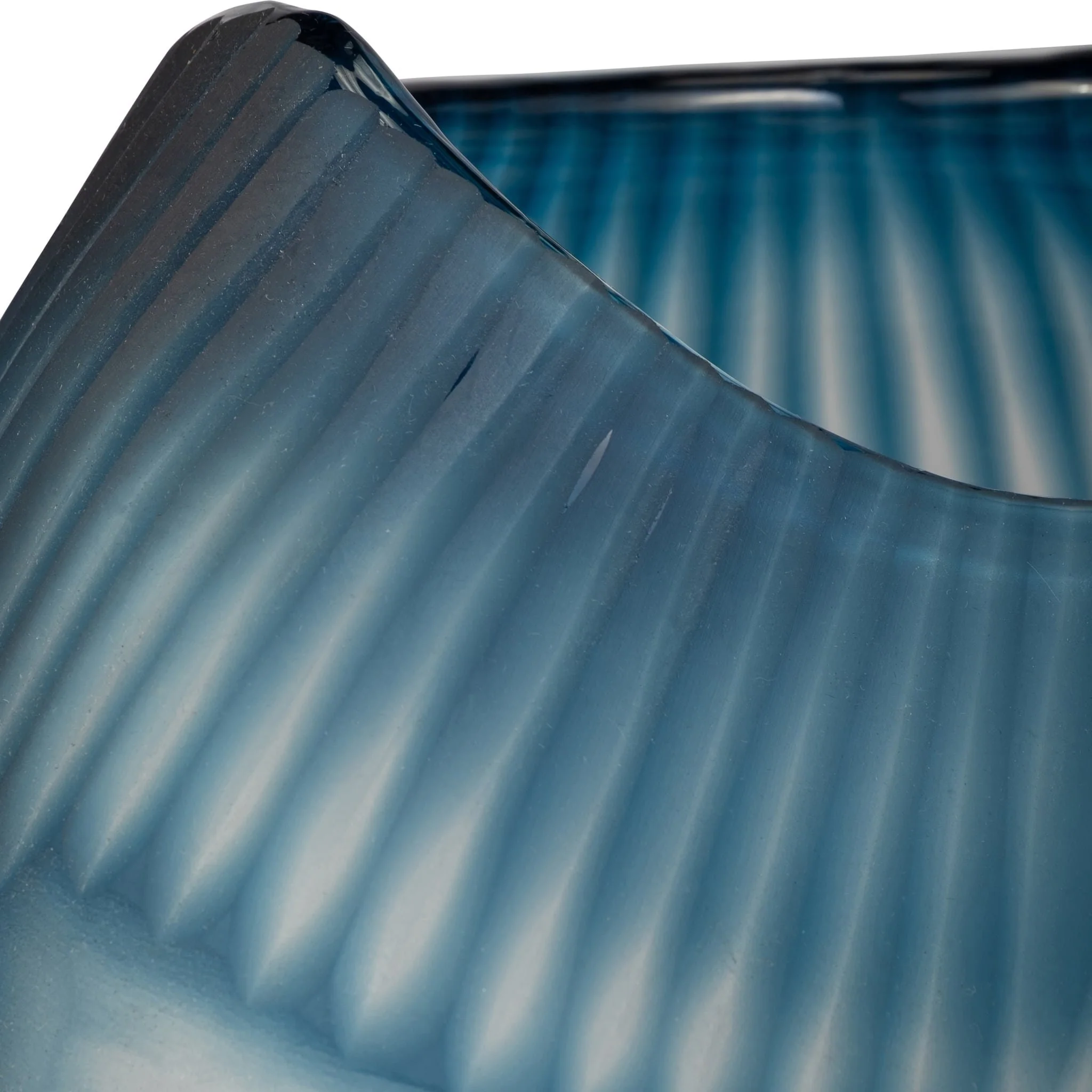 Glass, 9" Carved Bowl Blue - Image 5