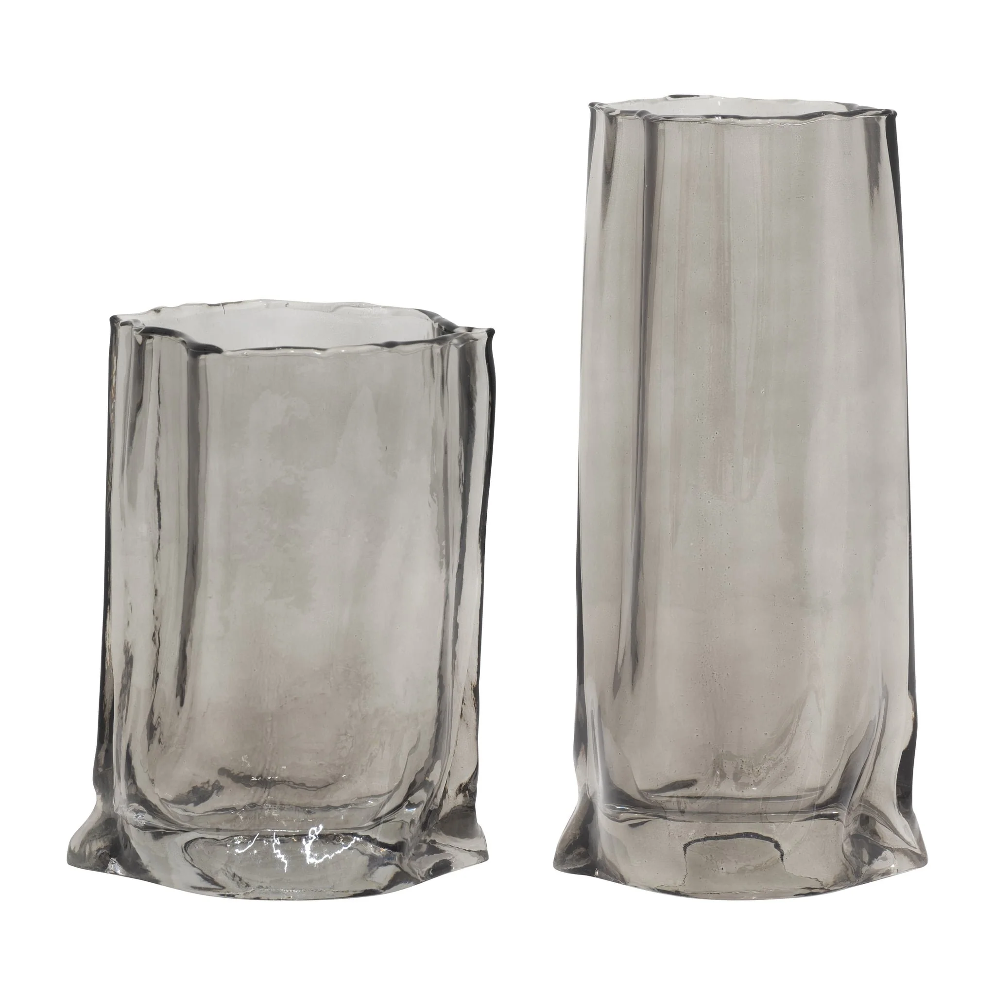 Glass, 9" Paper Bag Vase, Smoke - Image 8
