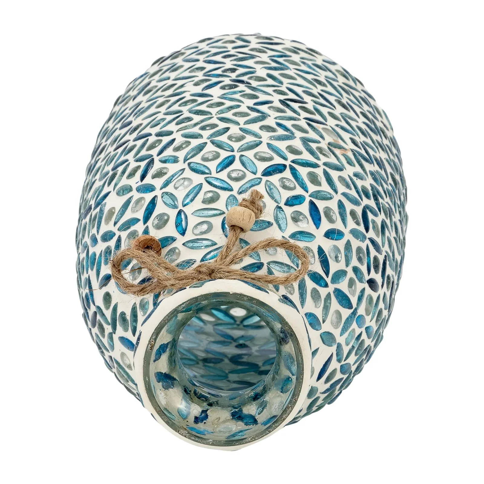 Glass, 9"h Mosaic Vase, Blue - Image 4