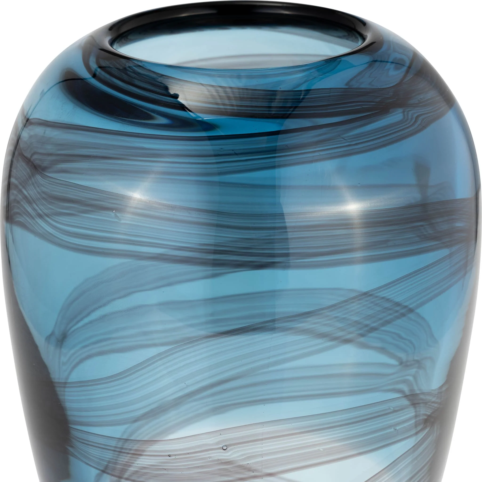 Glass, 9"h Swirl Vase, Blue - Image 4