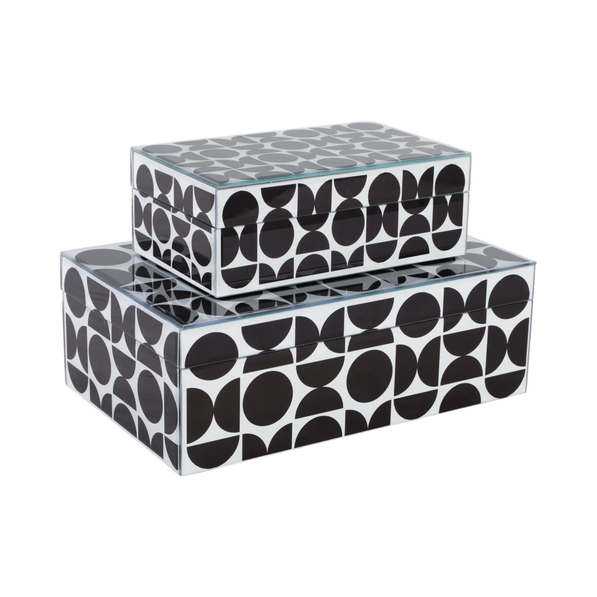 Glass, S/2 8/11" Modern Print Boxes, Black/white - Image 5