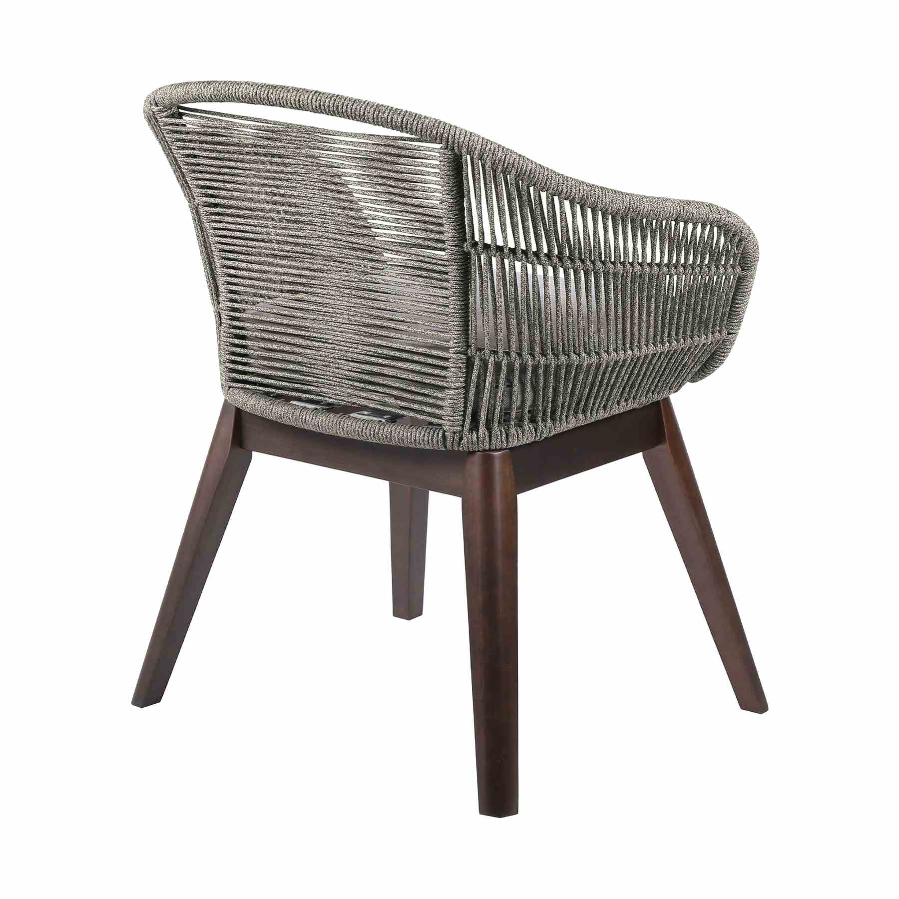 Glendora Tutti Frutti Outdoor Patio 5 Piece Live Edge Dining Set in Eucalyptus Wood Gray Rope and Cushions - Image 3