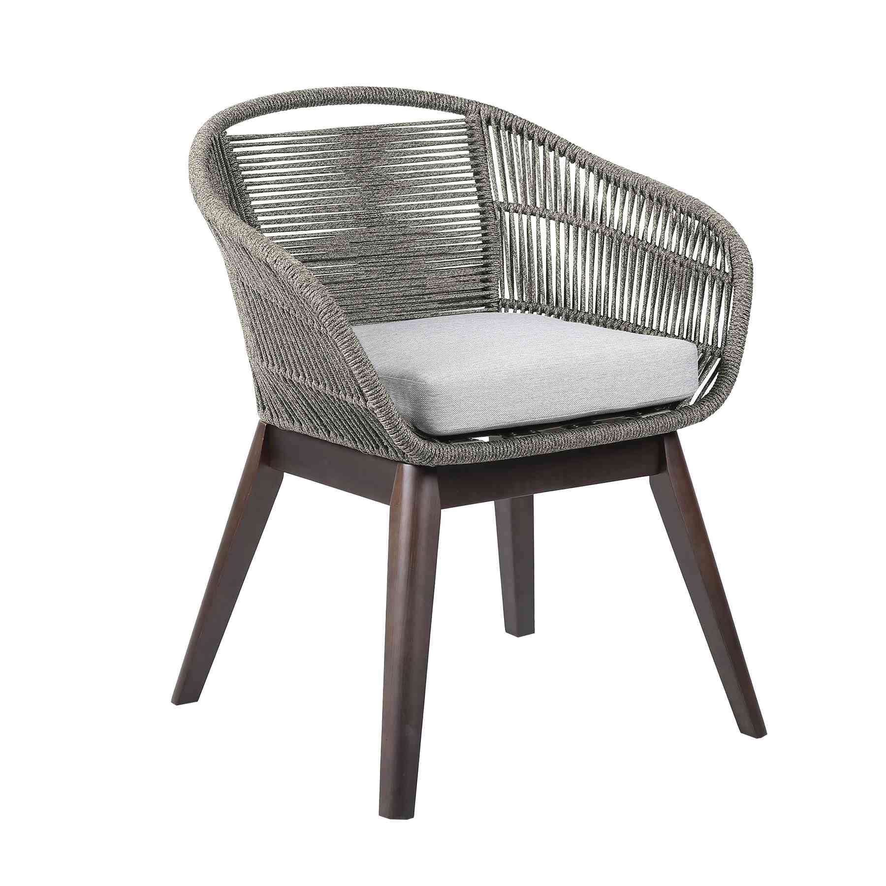 Glendora Tutti Frutti Outdoor Patio 7 Piece Live Edge Dining Set in Eucalyptus Wood Gray Rope and Cushions - Image 2