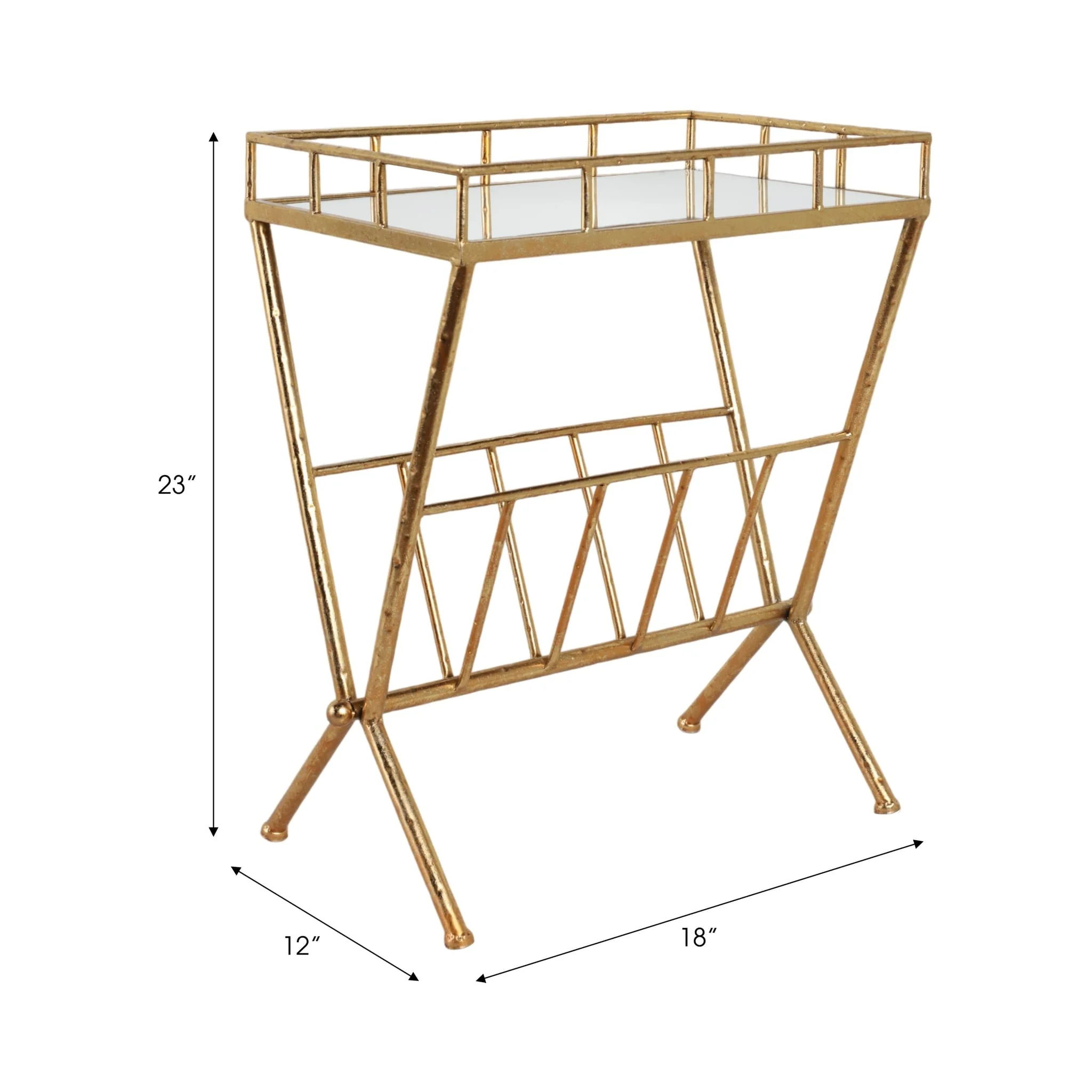 Gold Accent Table, Mirror W/ Magazine - Image 8