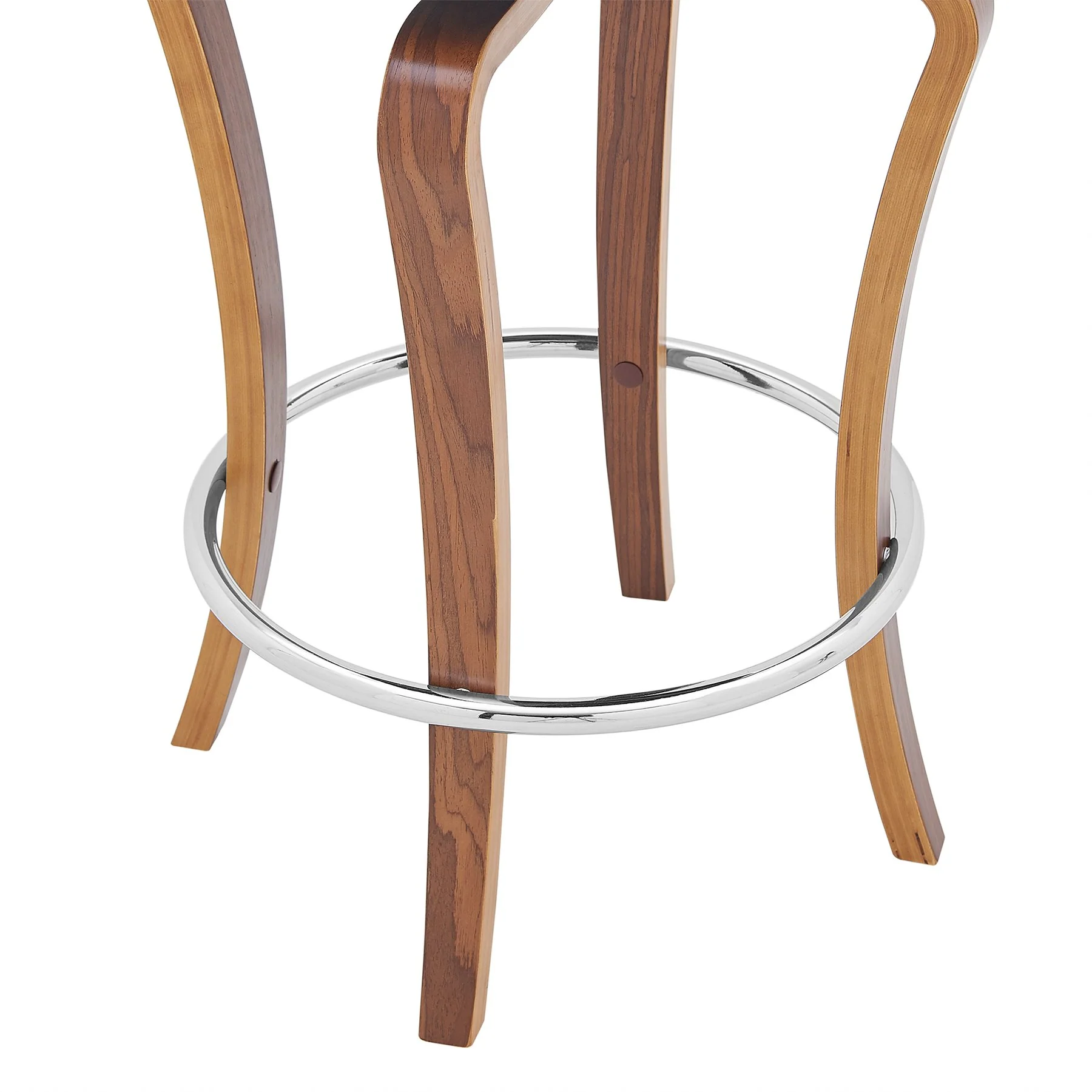 Grady 29" Swivel Gray Faux Leather and Walnut Wood Bar Stool - Image 7