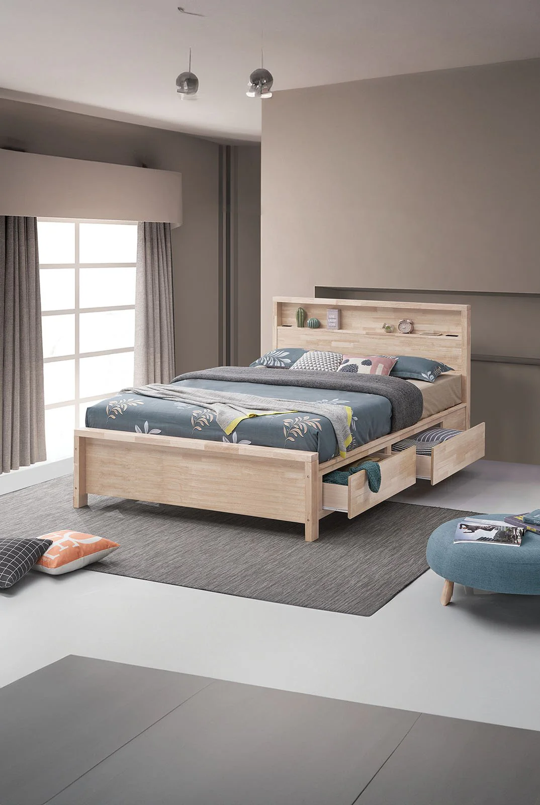 Grange Twin Bed, White Wash - Image 2