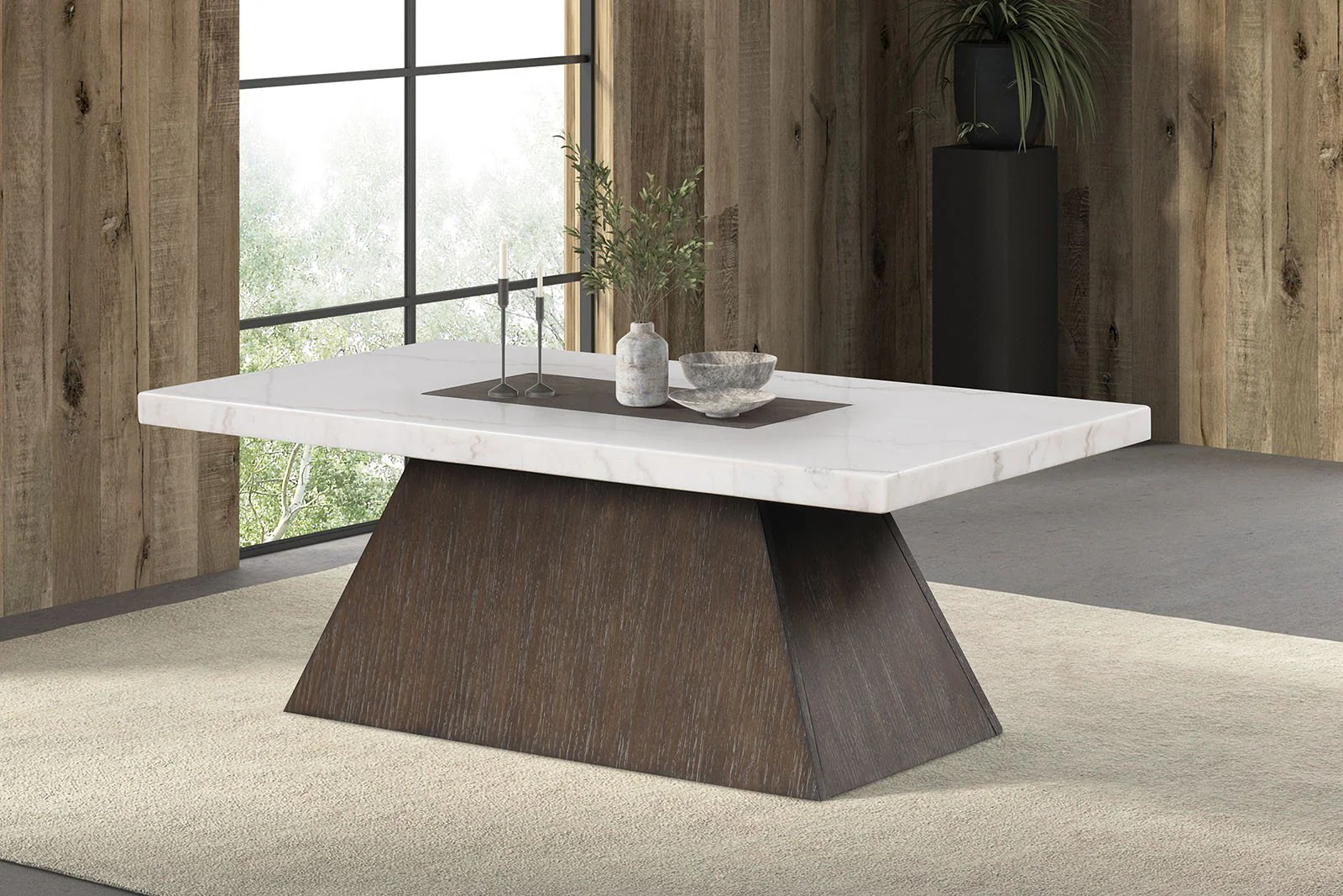 Grasten Square Coffee Table, Dark Walnut/White