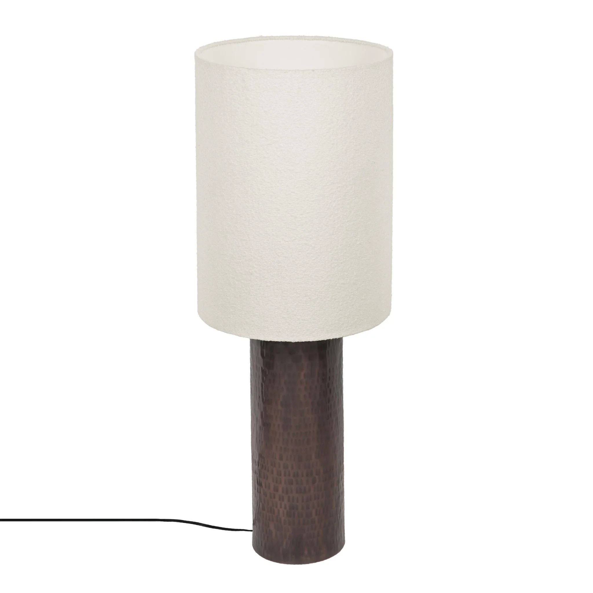 Grava Boucle & Hammered Bronze Metal Floor Lamp - Image 3
