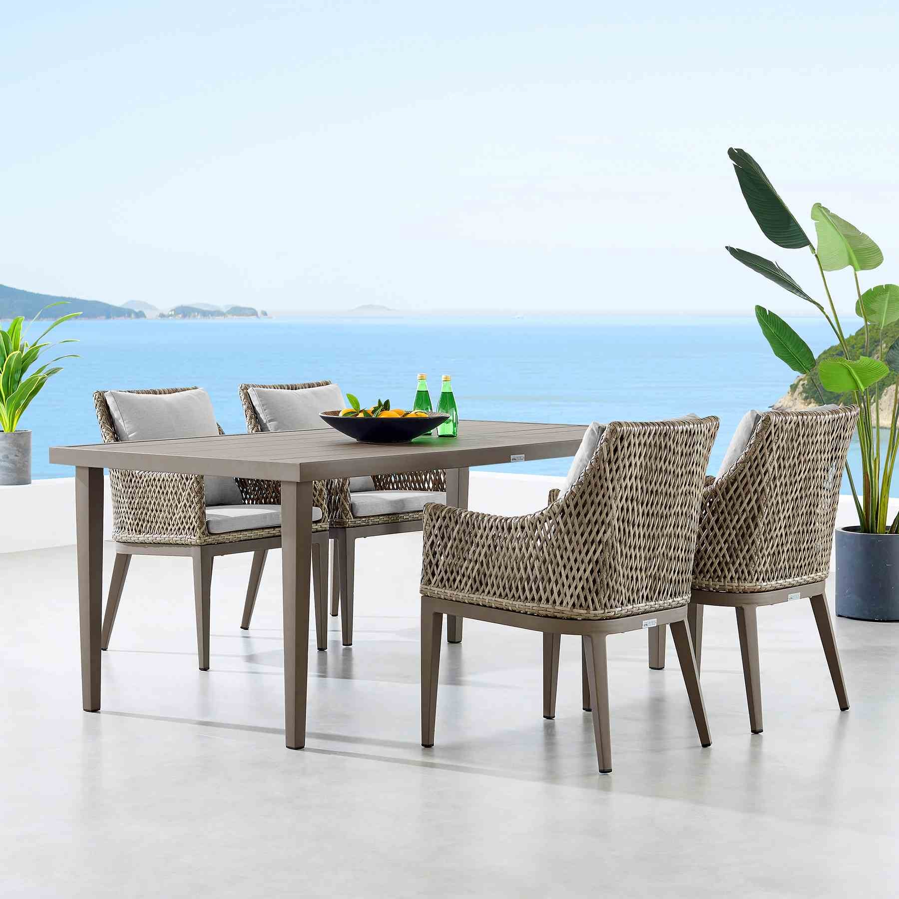 Grenada Outdoor Aluminum Gray Rectangle Dining Table - Image 8