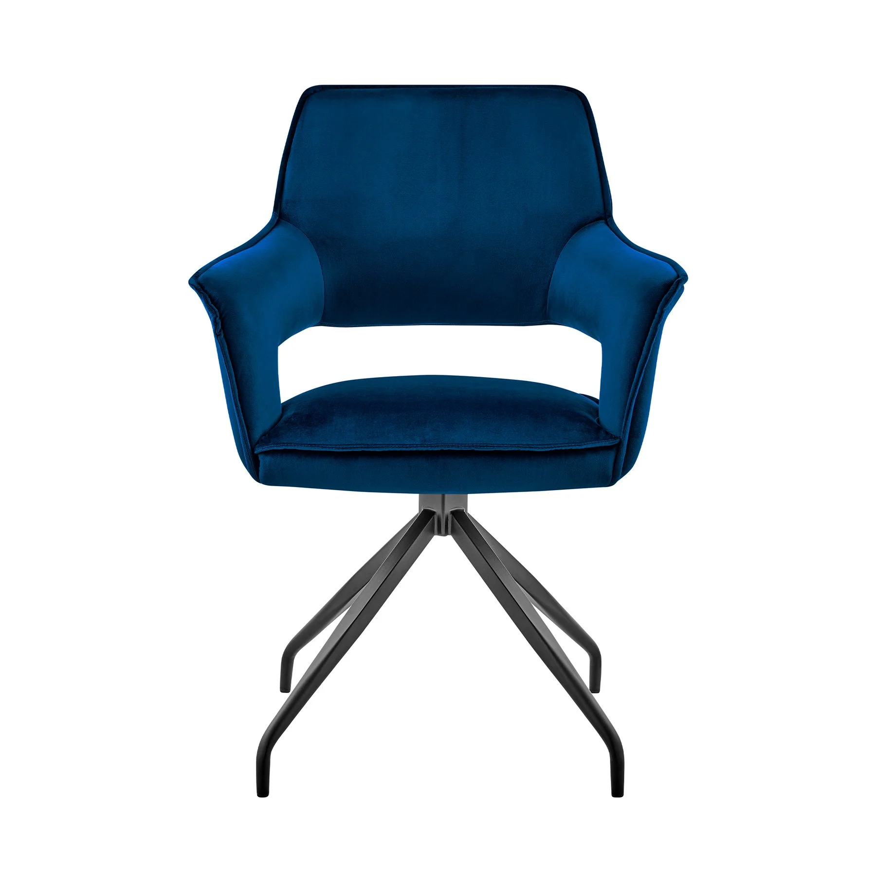 Hadley Dining Room Accent Chair in Blue Velvet with Black Finish - Image 2