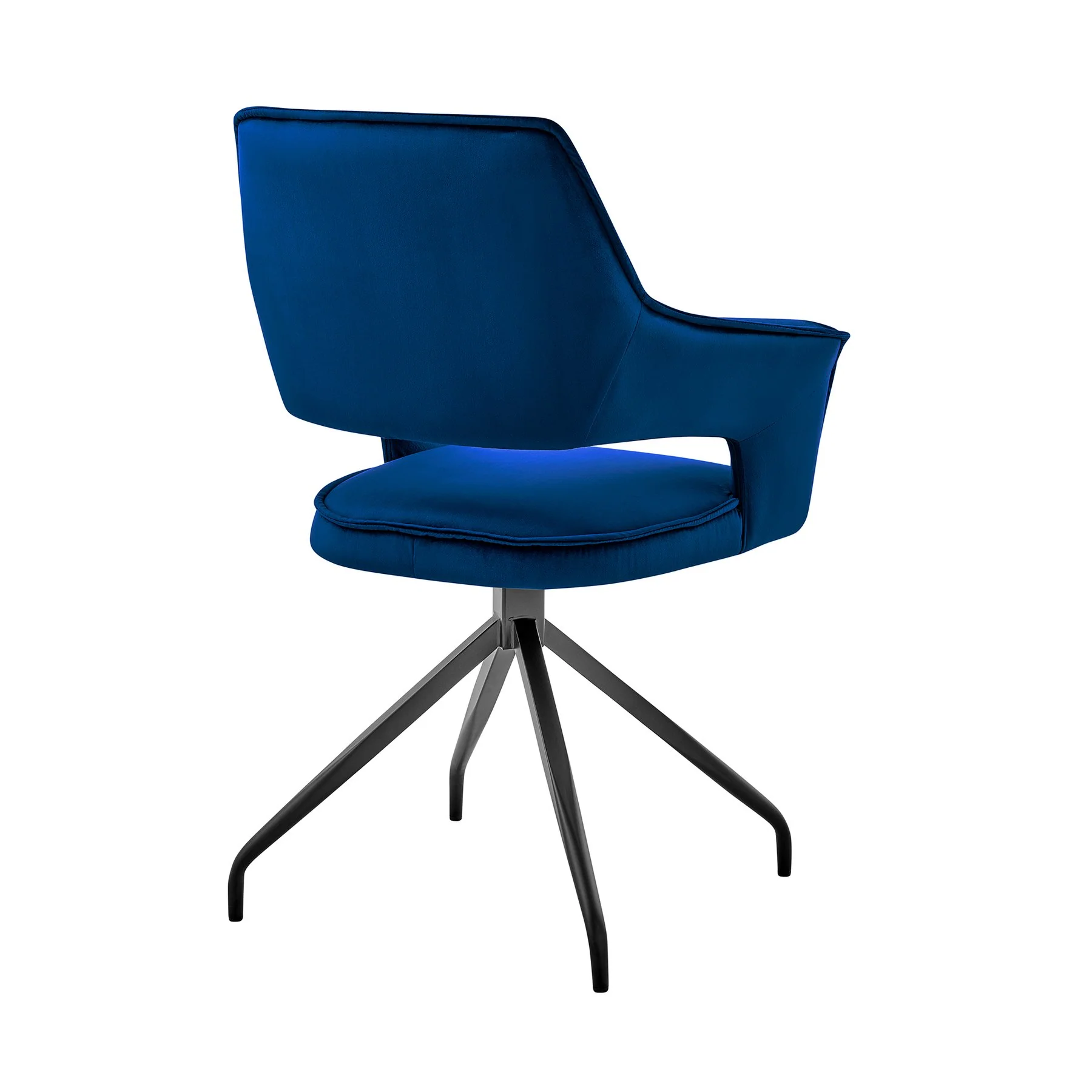 Hadley Dining Room Accent Chair in Blue Velvet with Black Finish - Image 4