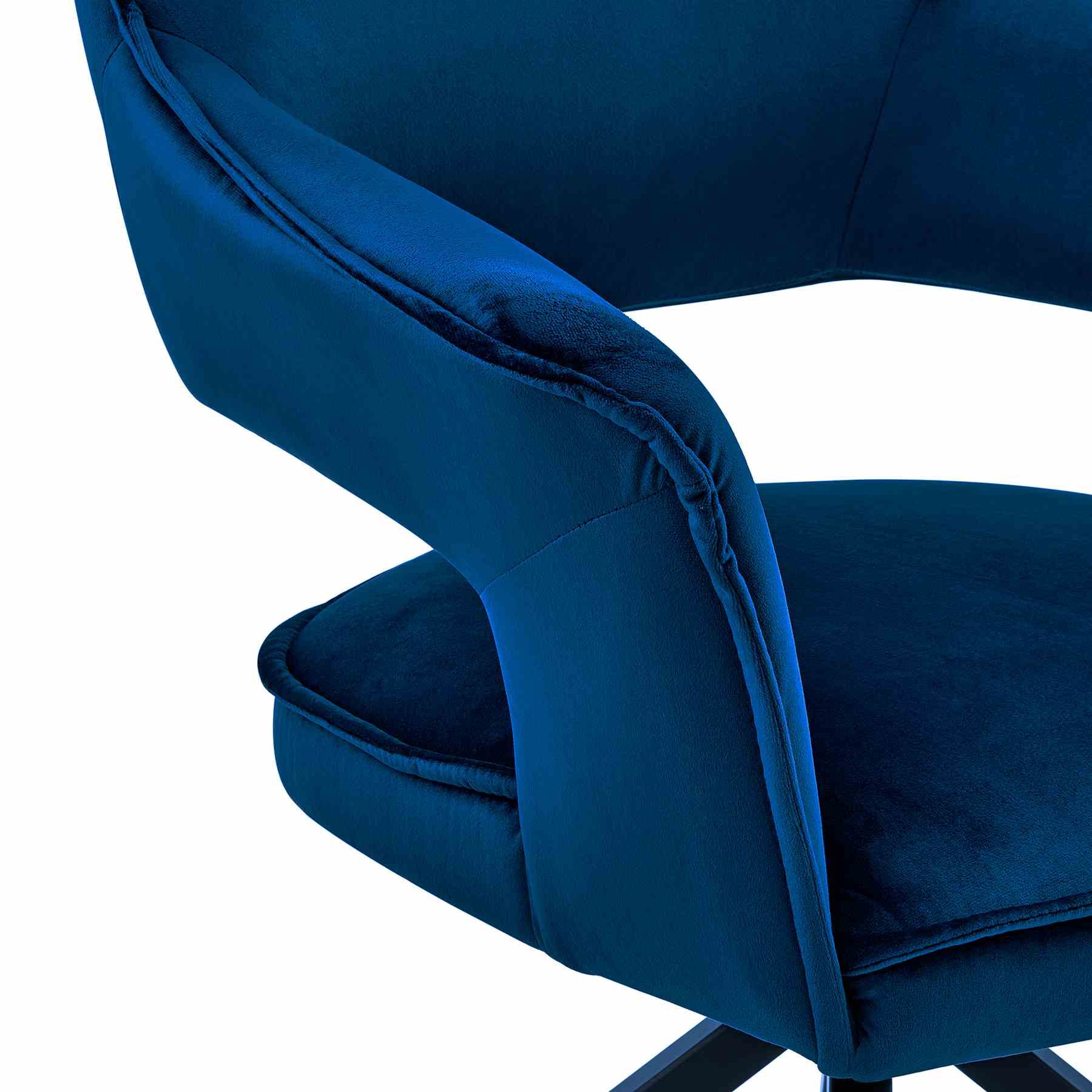 Hadley Dining Room Accent Chair in Blue Velvet with Black Finish - Image 6