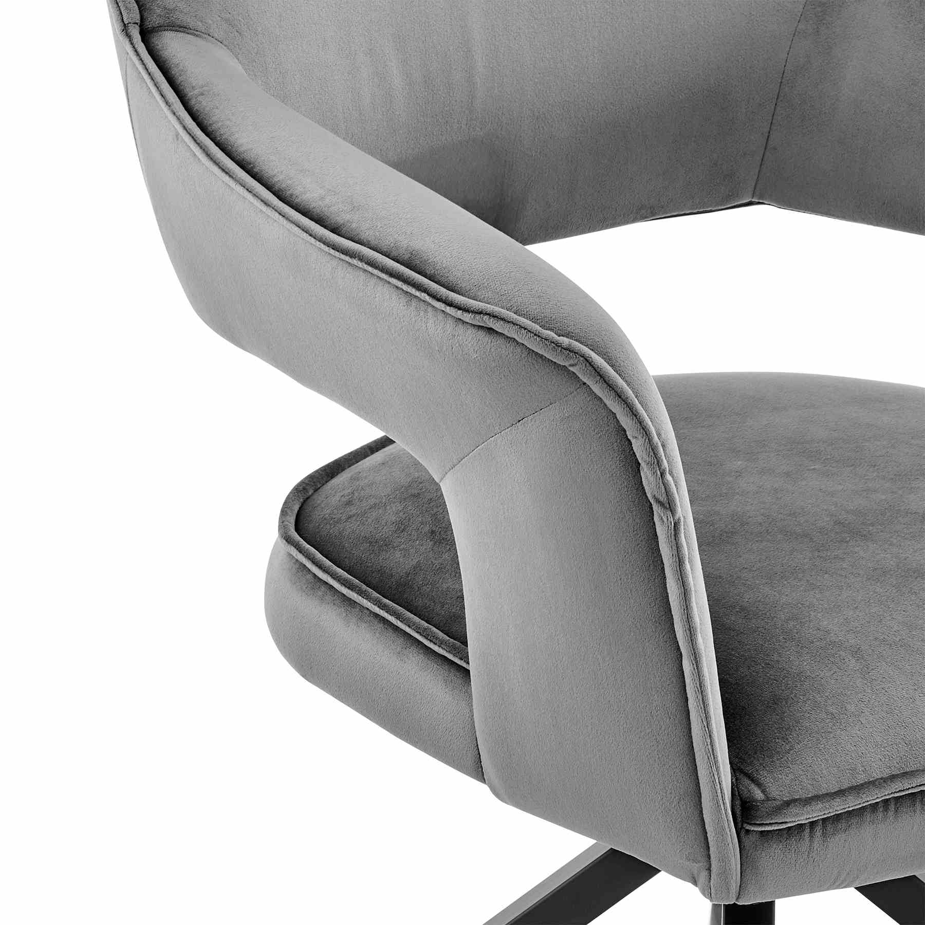 Hadley Dining Room Accent Chair in Gray Velvet with Black Finish - Image 6