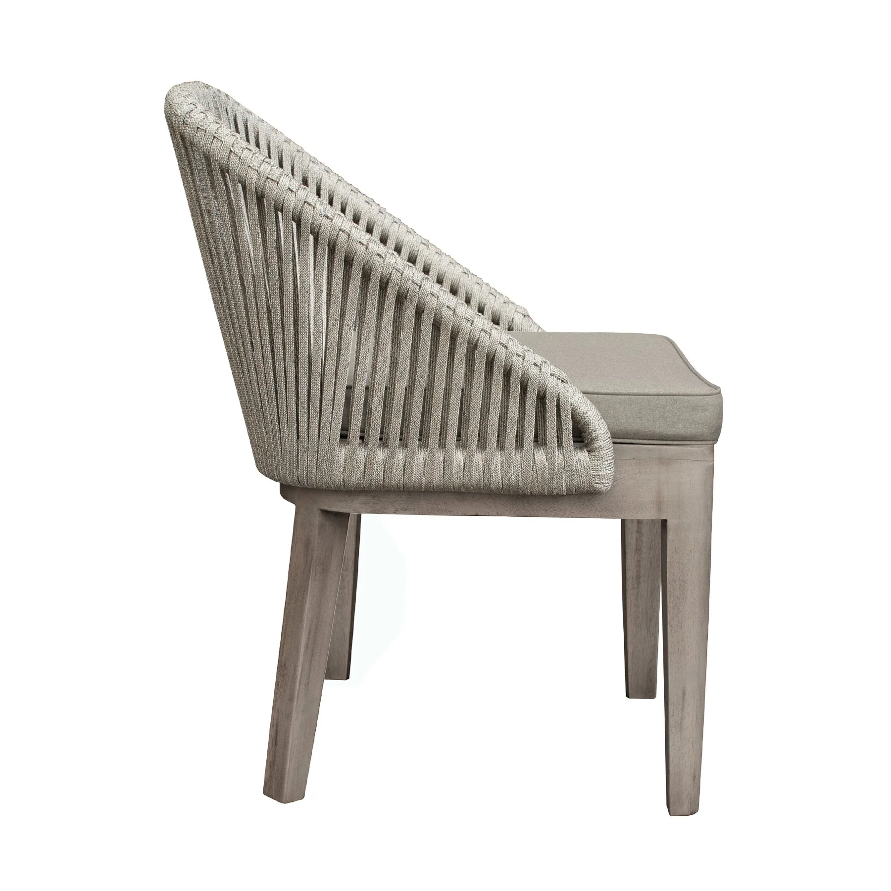 Haiti Patio Outdoor Dining chairs in Gray Acacia Wood and Rope - Set of 2 - Image 4