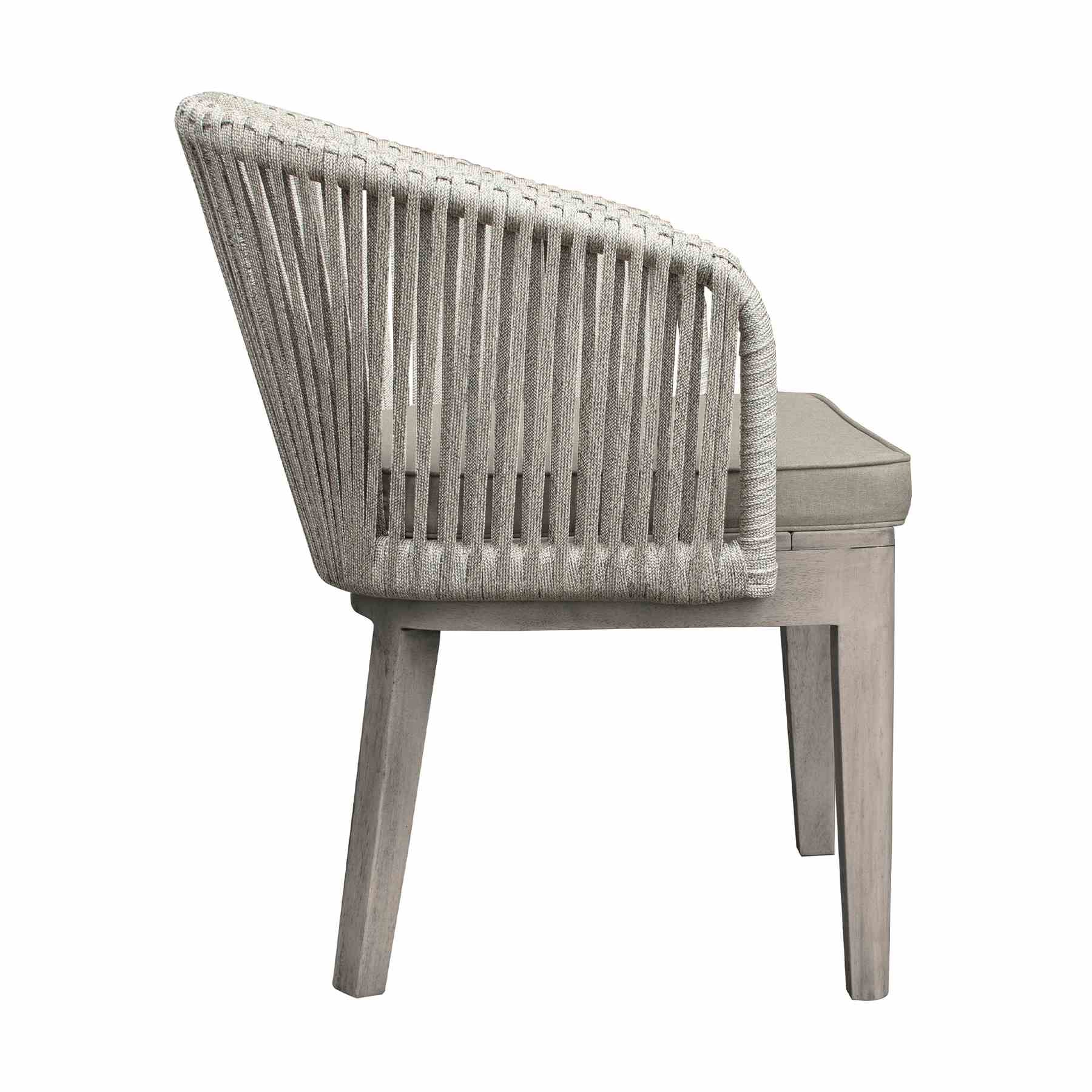 Haiti Patio Outdoor Dining Chairs with Arms in Gray Acacia Wood and Rope - Set of 2 - Image 4
