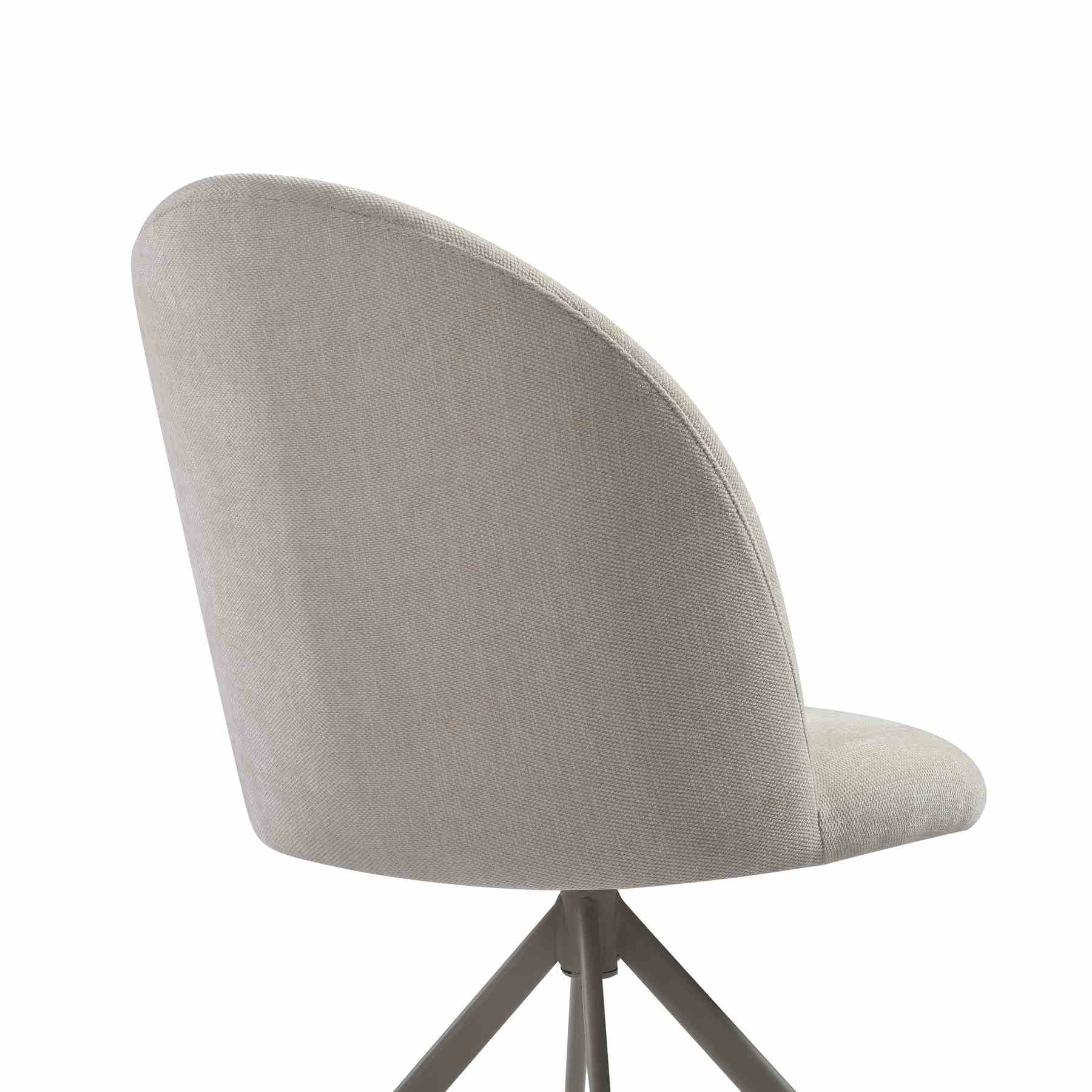 Hallie Contemporary Swivel Curved Back Cream Upholstered Dining Chair - Set of 2 - Image 6