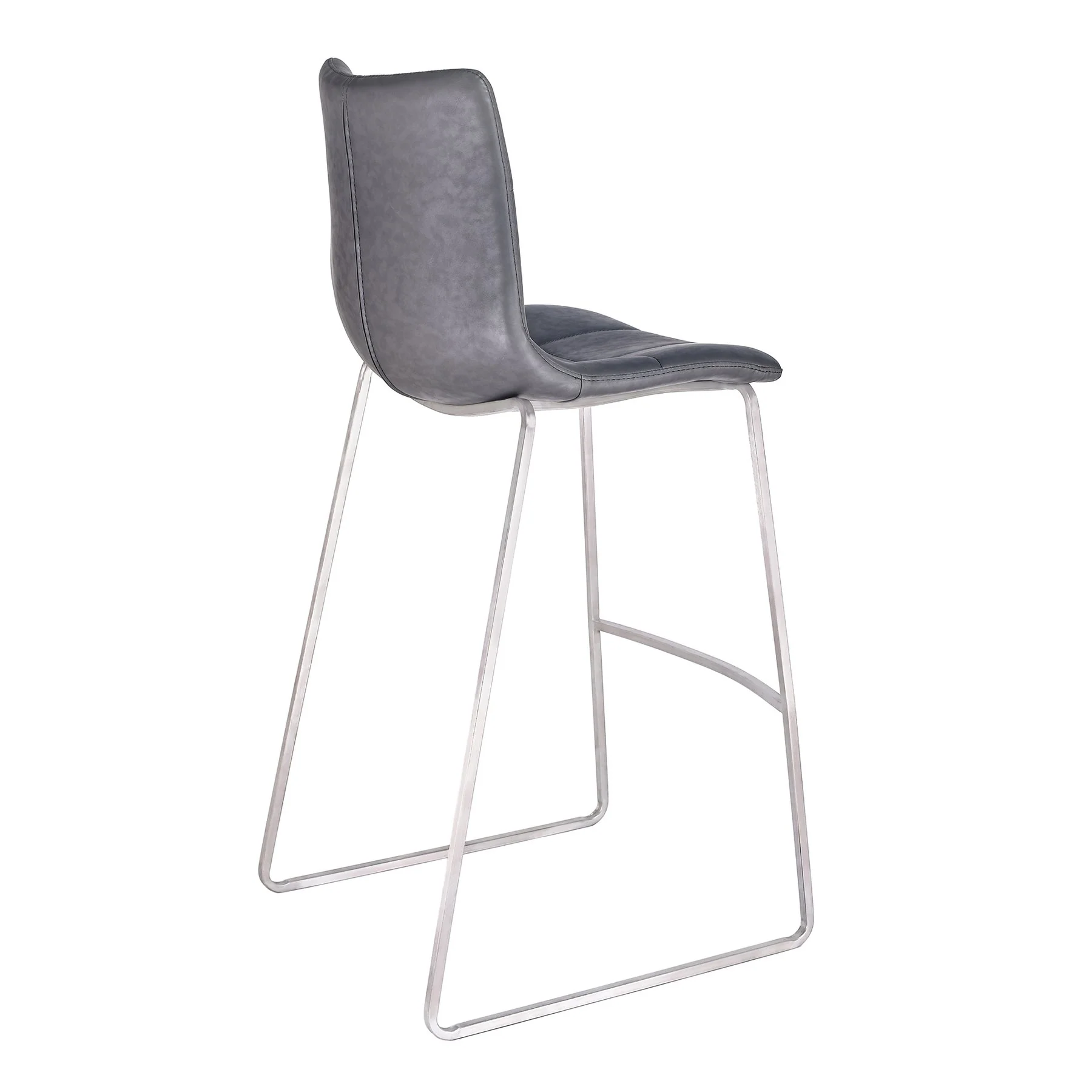 Hamilton 26" Counter Height Barstool in Brushed Stainless Steel with Vintage Gray Faux Leather - Image 2