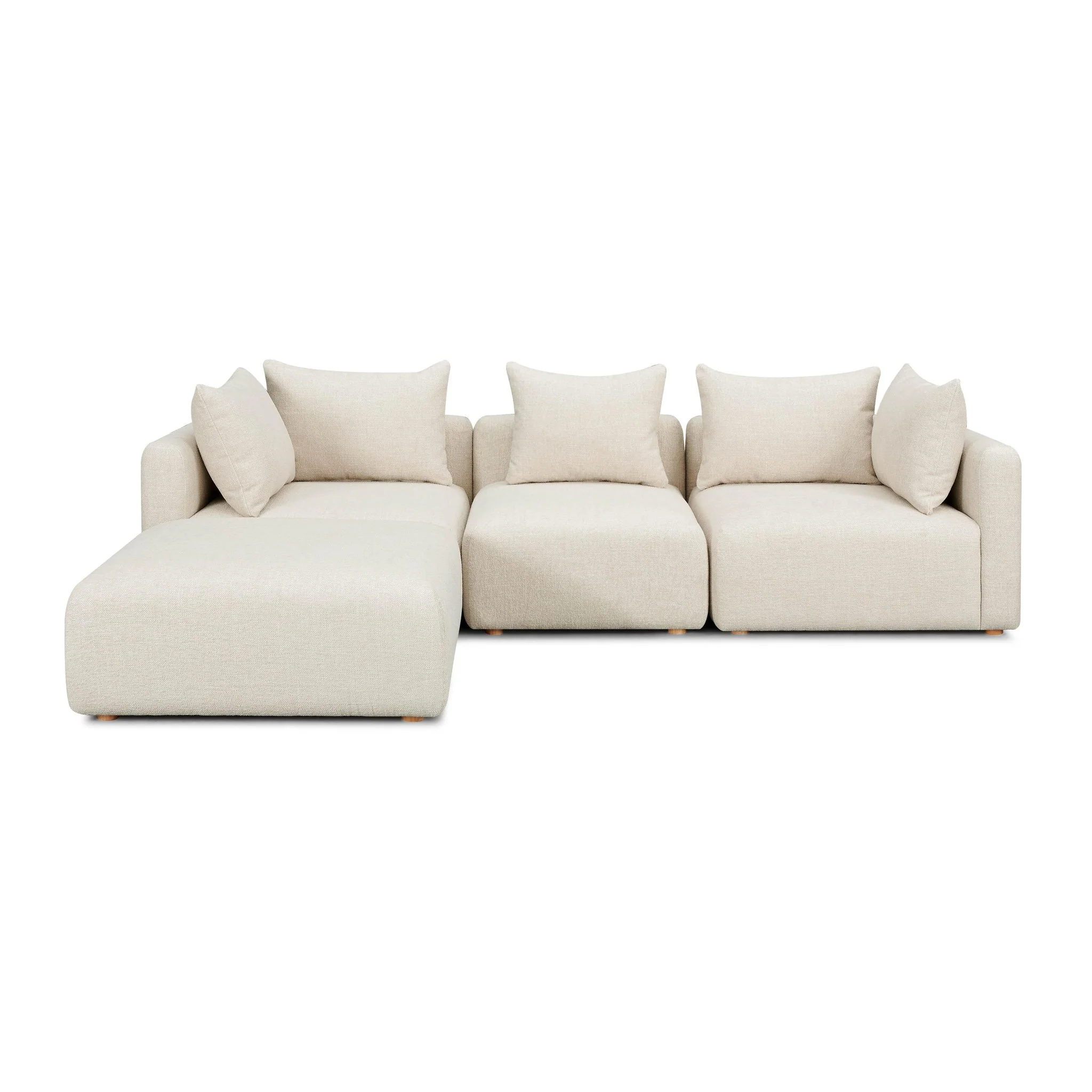 Hangover Cream Heavy Textured Fabric 4-Piece Modular Sectional - Image 3