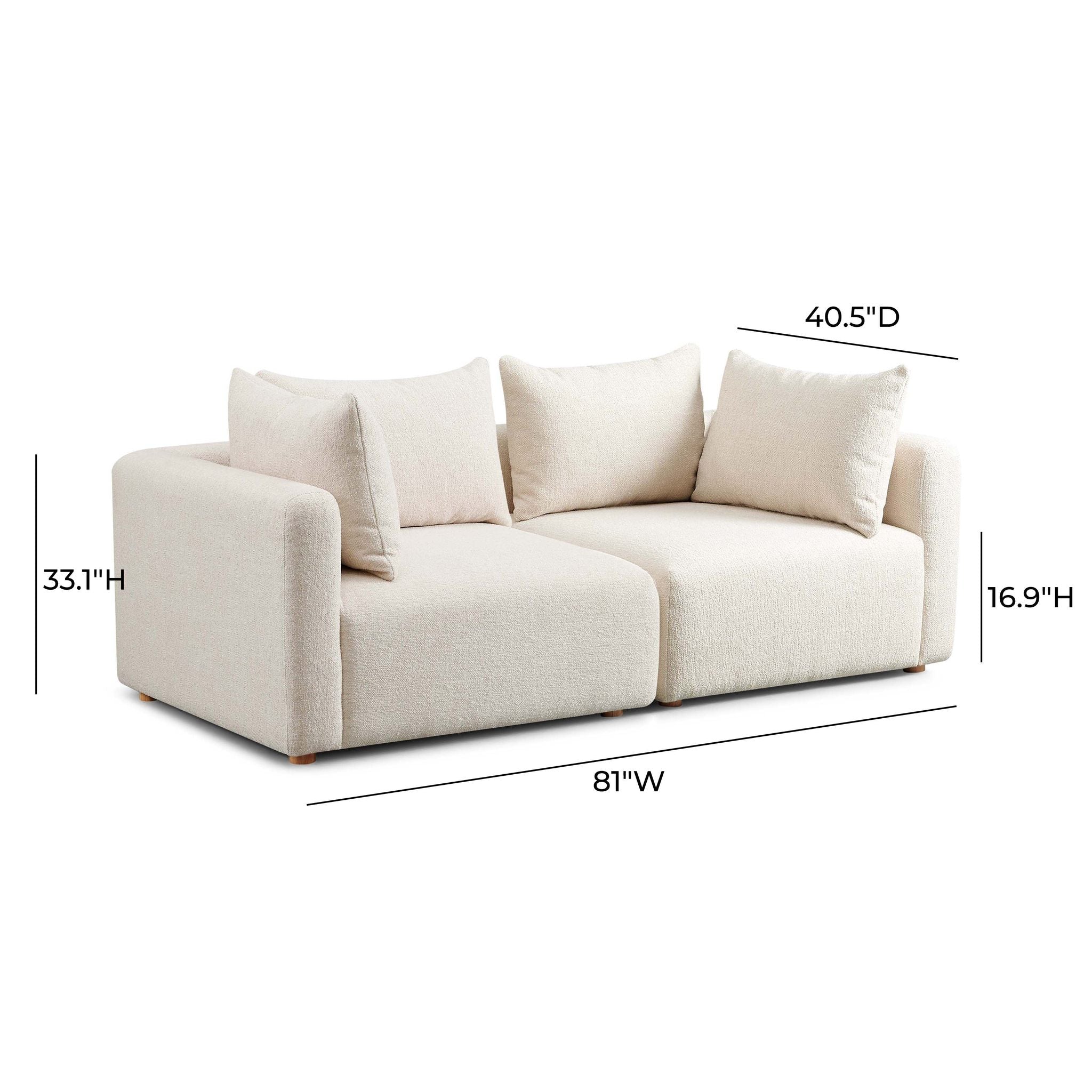 Hangover Cream Heavy Textured Fabric Loveseat - Image 5