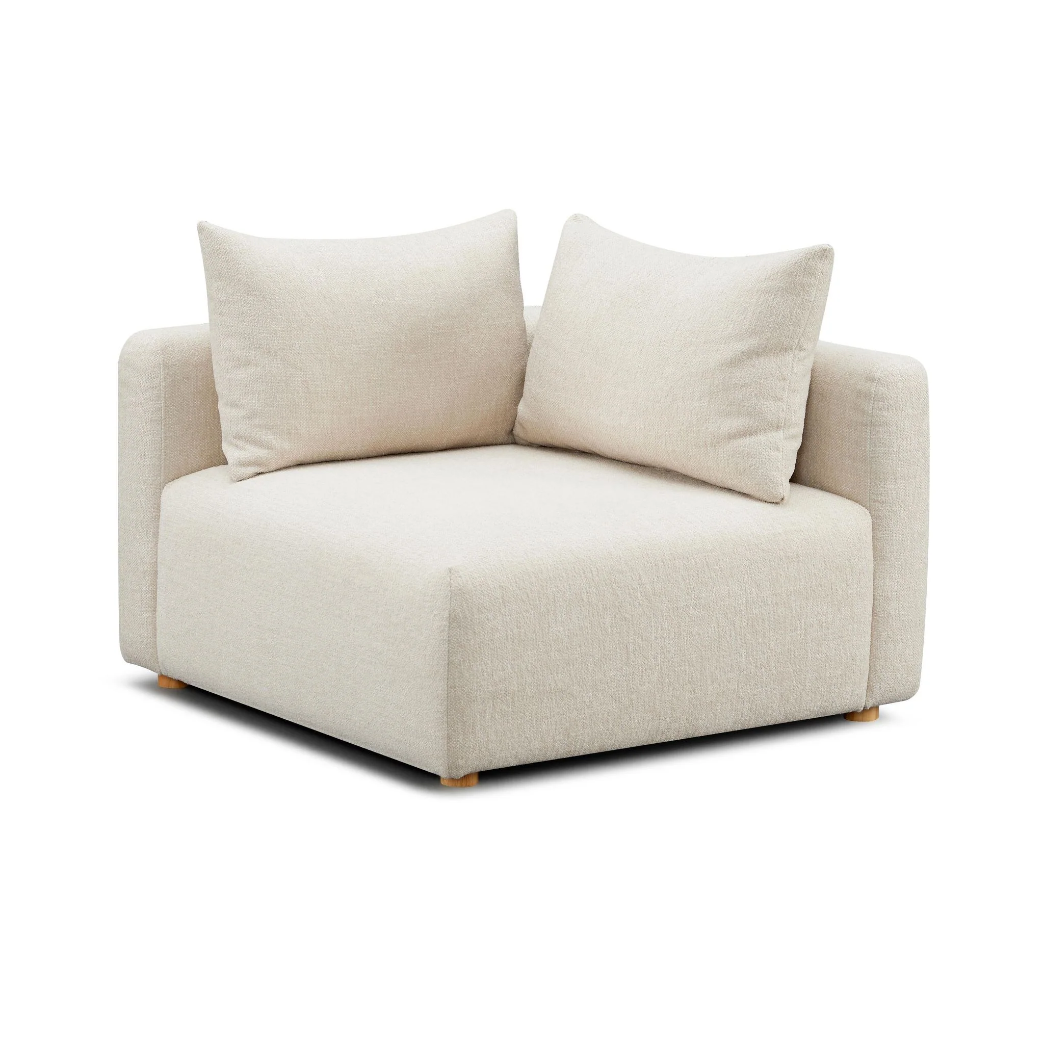 Hangover Cream Heavy Textured Fabric Modular Corner Chair - Image 3