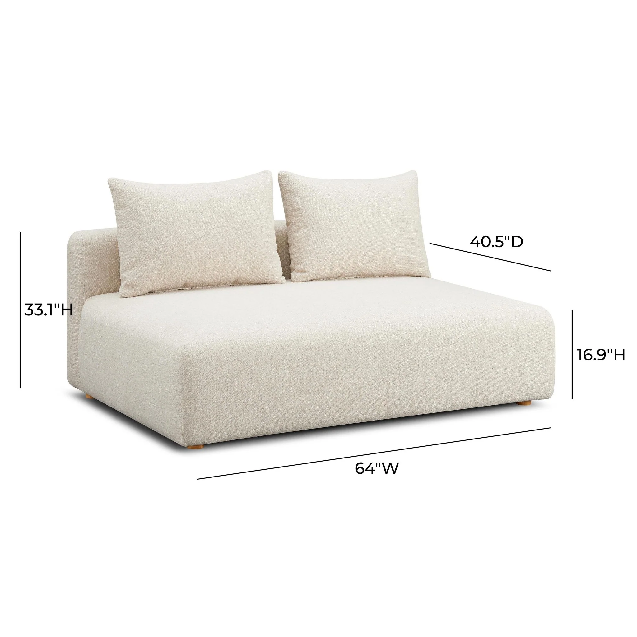 Hangover Cream Heavy Textured Fabric Modular Loveseat - Image 5