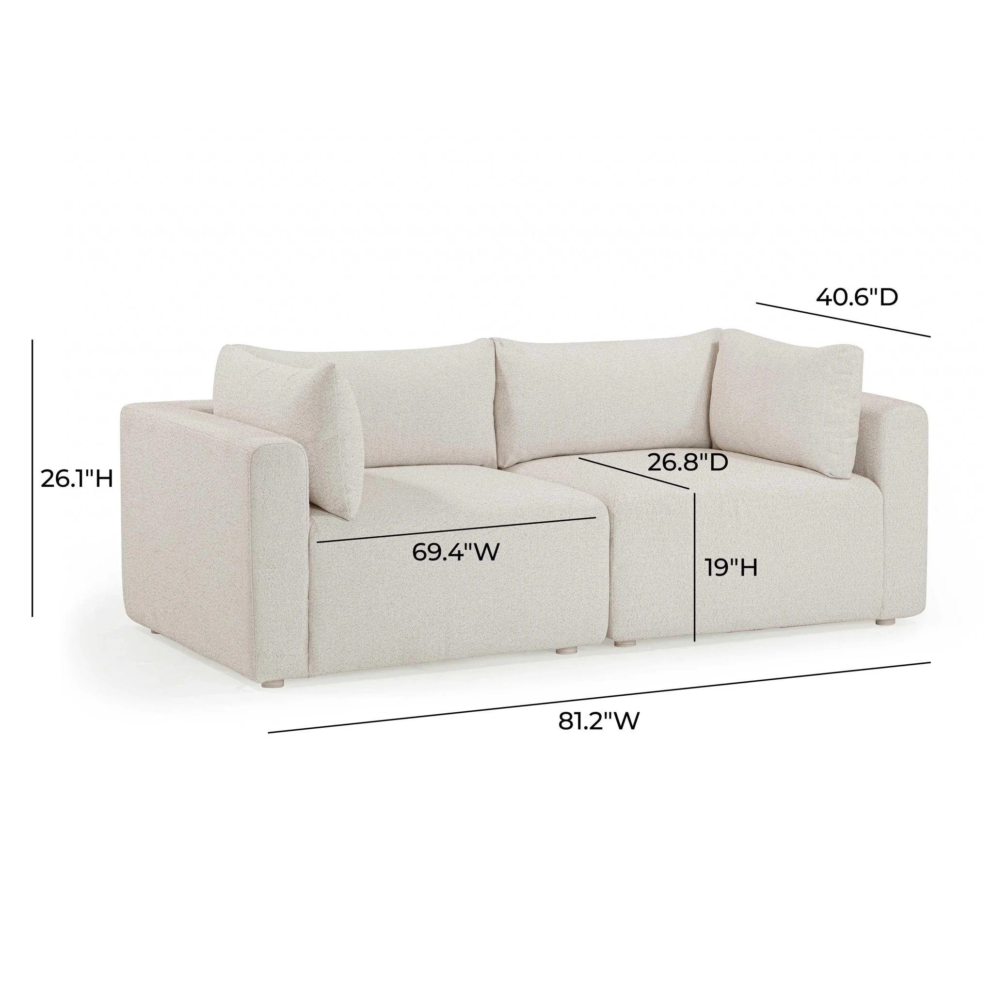 Hangover Cream Outdoor Modular Loveseat - Image 6