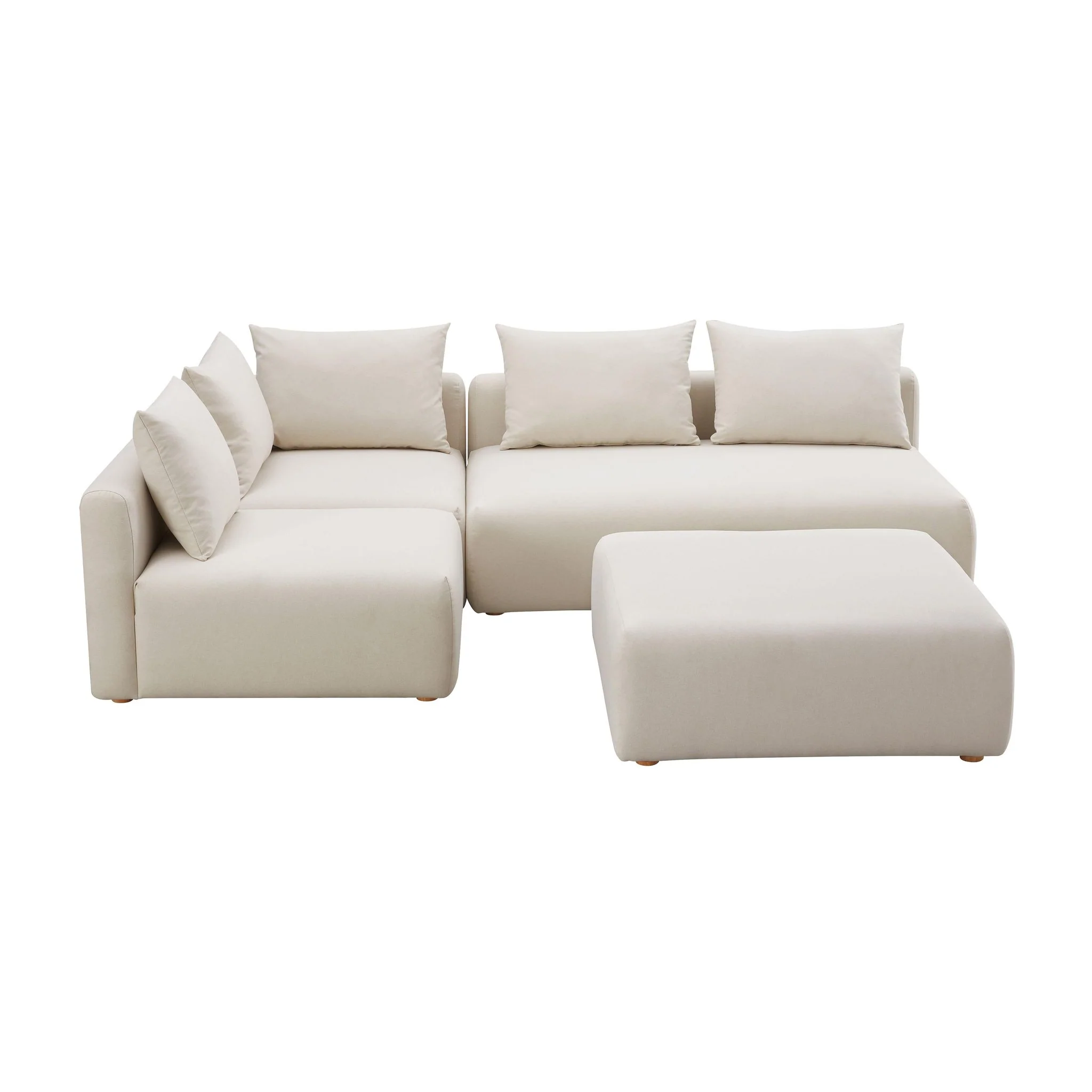 Hangover Cream Performance Linen 4-Piece Modular Chaise Sectional - Image 3