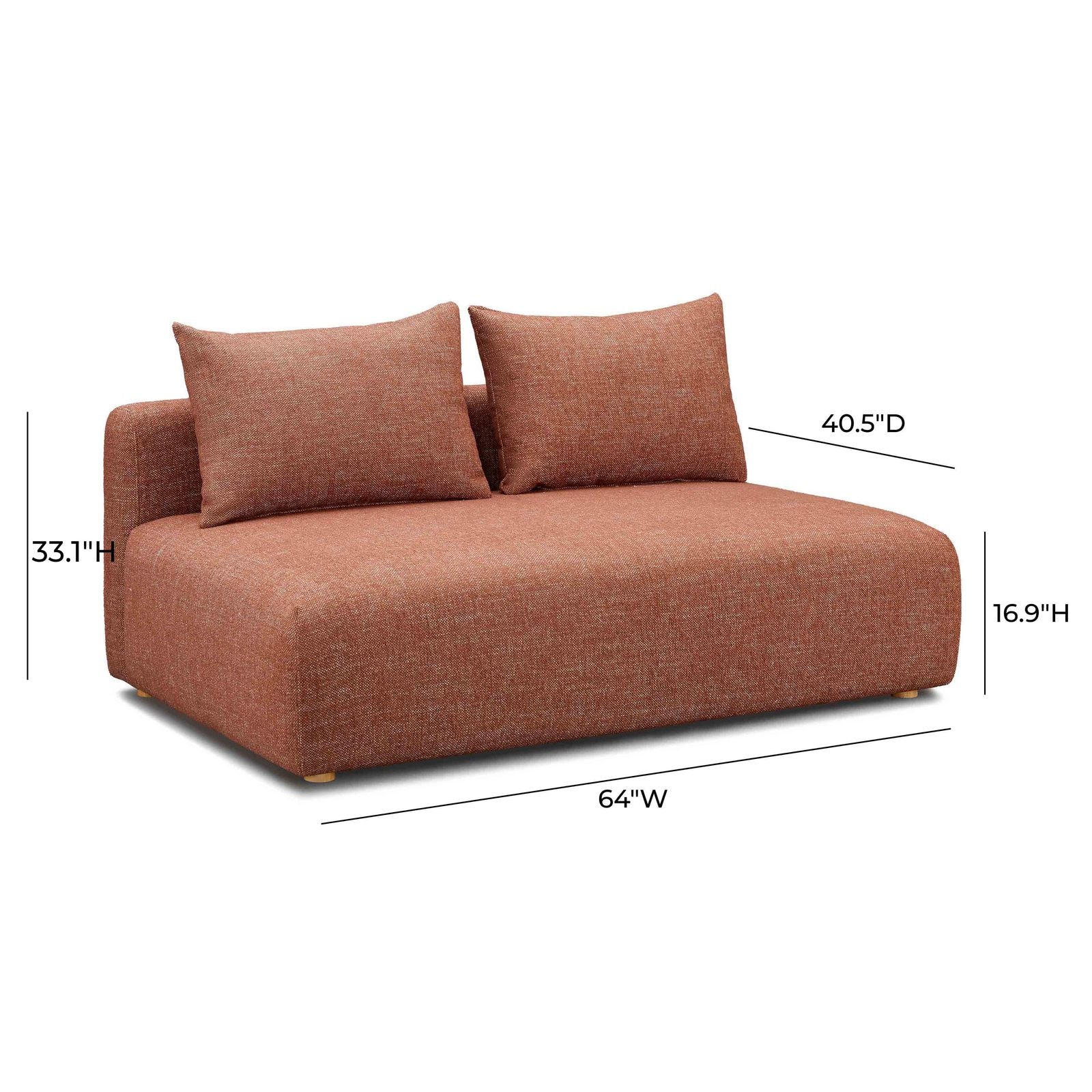 Hangover Sedona Red Textured Fabric Modular Loveseat - Image 6