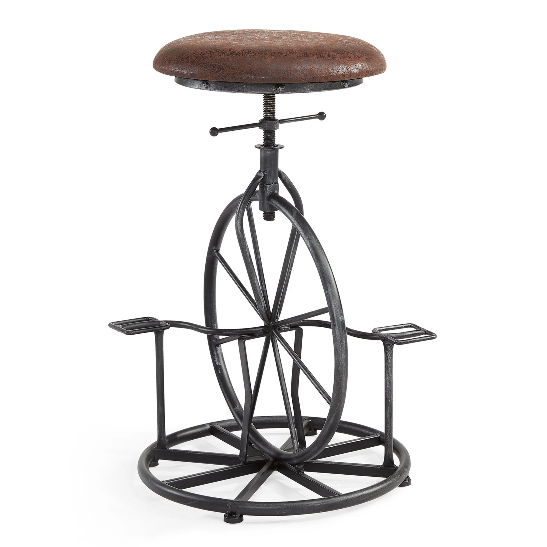 Harlem Adjustable Height Swivel Wrangler Fabric and Metal Bicycle Bar Stool