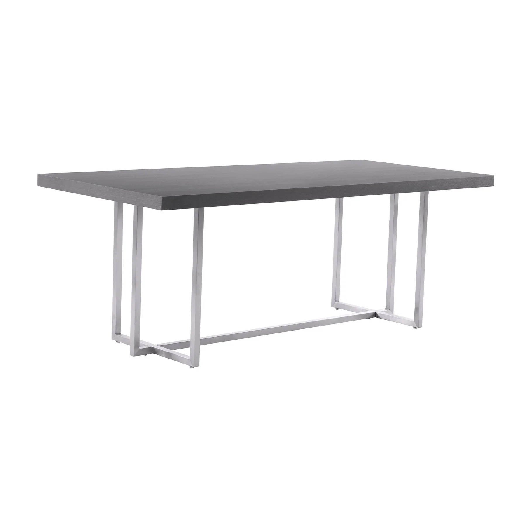 Harmony Contemporary Dining Table in Silver Finish and Gray Veneer Top - Image 2