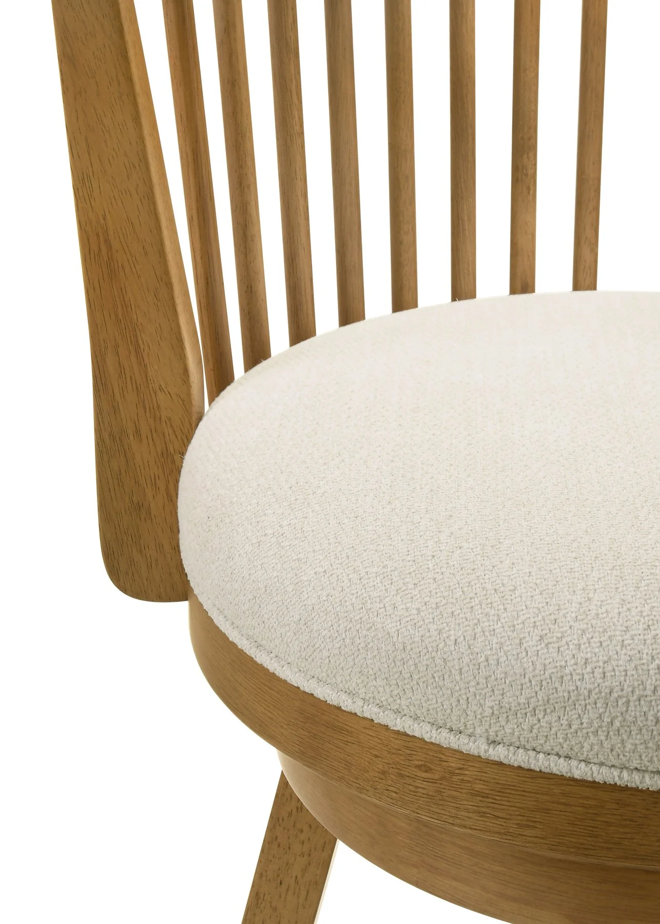 Harper 30 in. Amber Glow Bar Height Rubberwood Swivel Barstool with Ivory Fabric Seat - Image 7