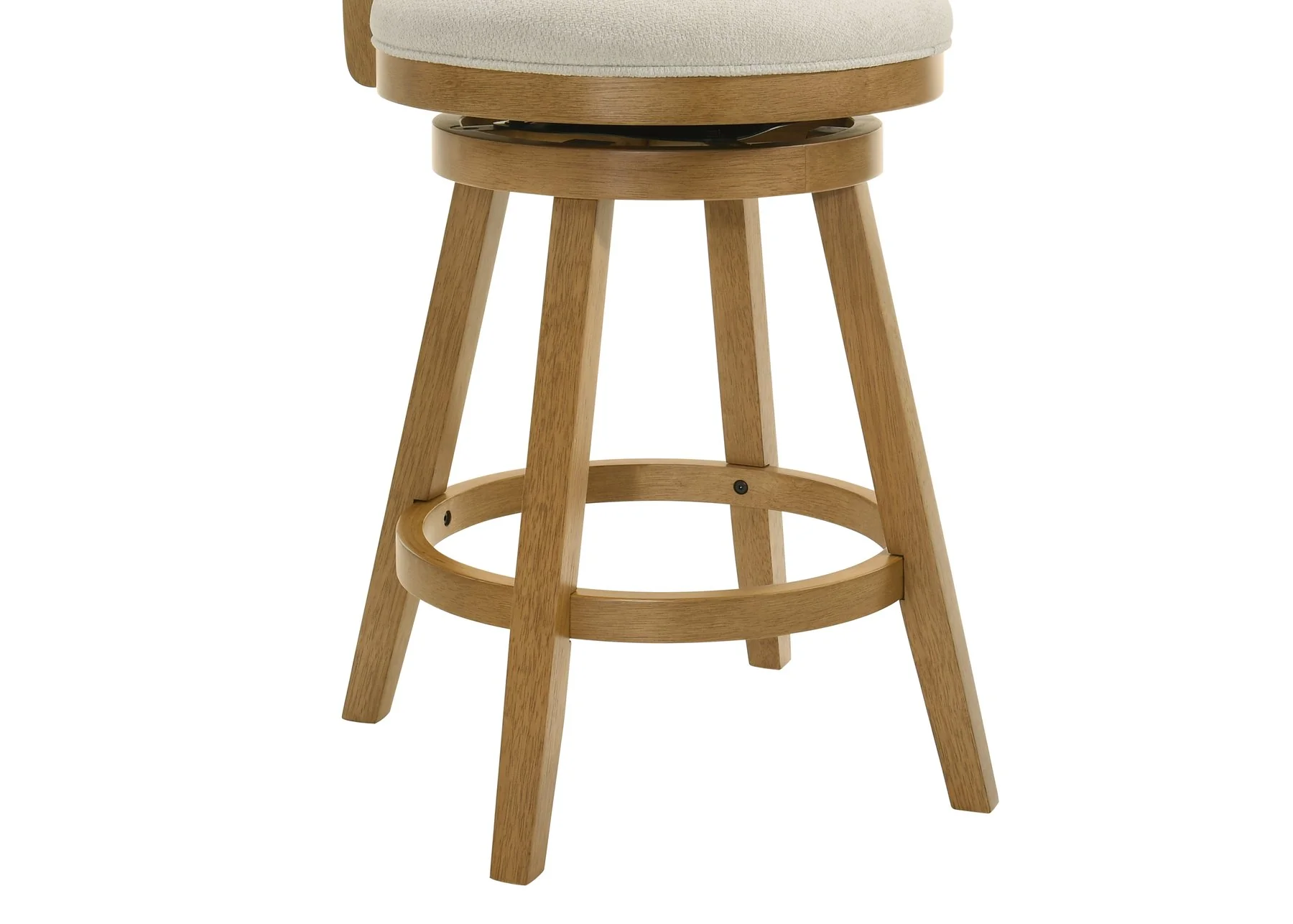Harper 30 in. Amber Glow Bar Height Rubberwood Swivel Barstool with Ivory Fabric Seat - Image 8