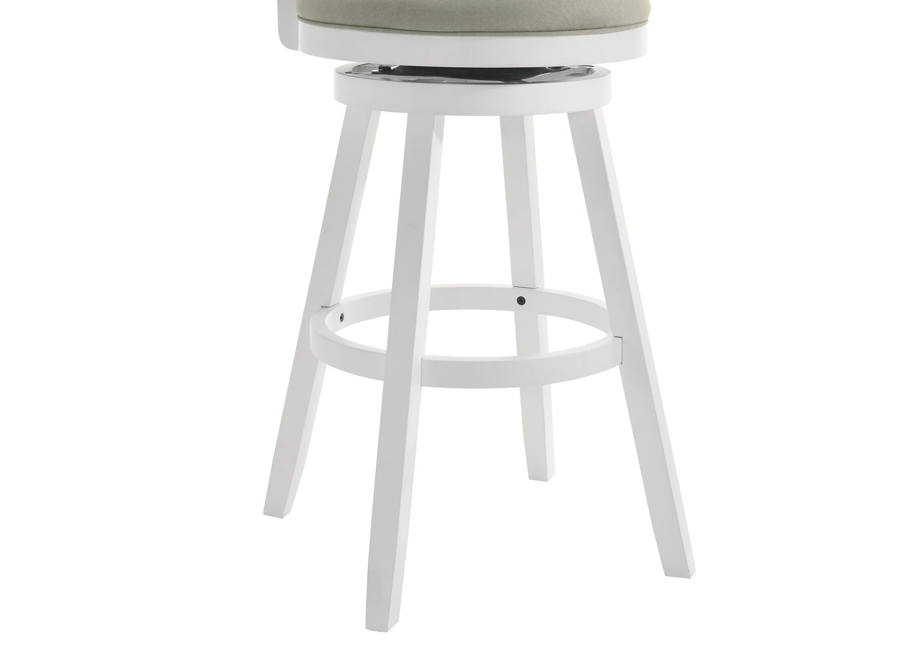 Harper 30 in. Matte White Bar Height Rubberwood Swivel Barstool with Fog Fabric Seat - Image 7