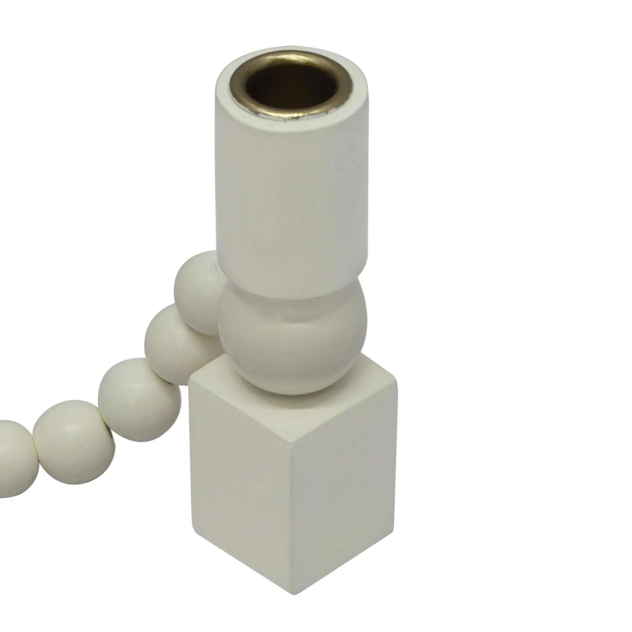 Harrison Cream Wooden Candlestick - Image 4