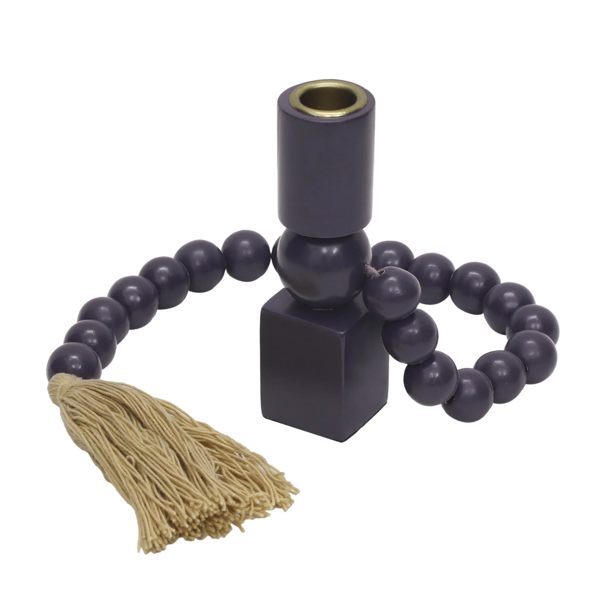 Harrison Merlot Wooden Candlestick