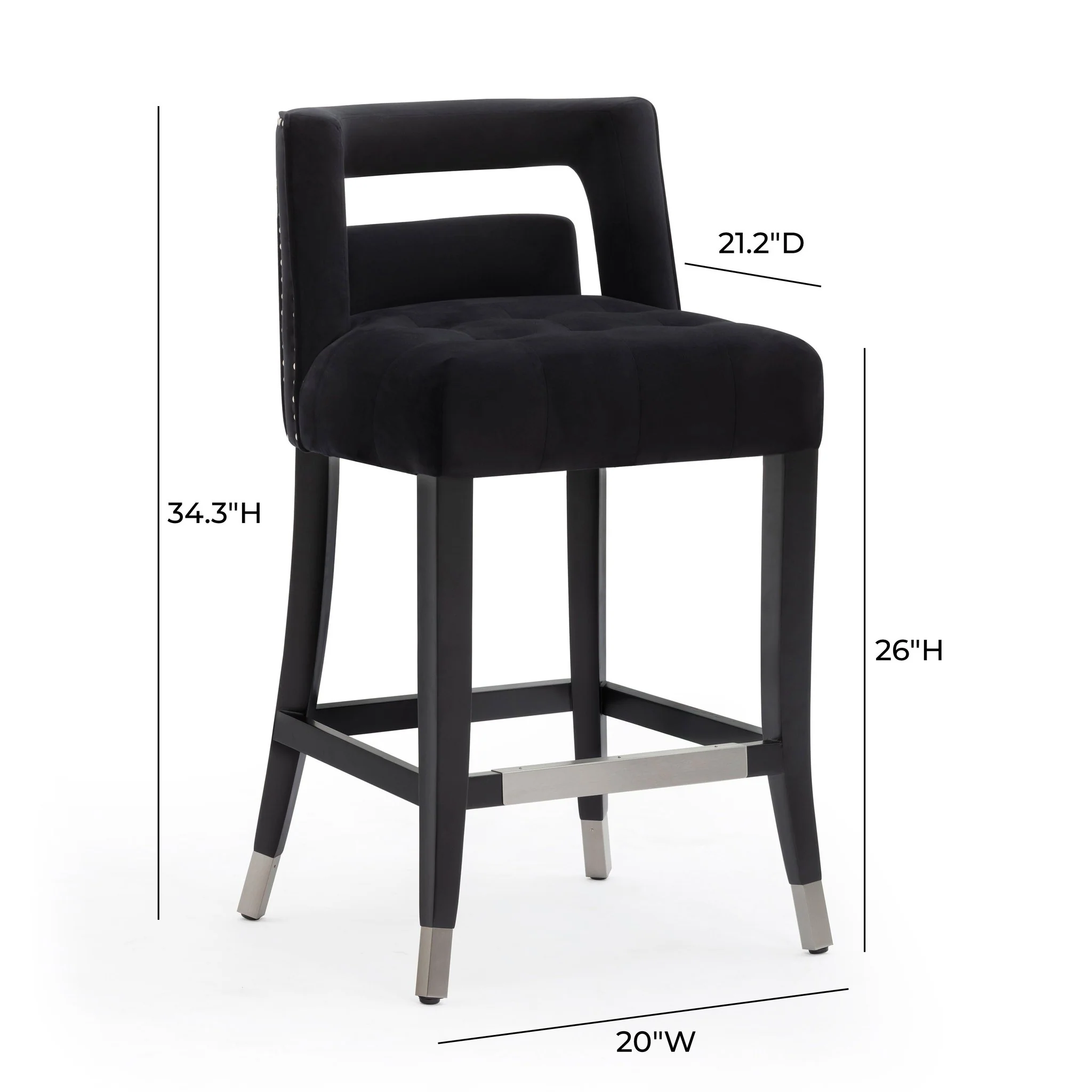Hart Black Velvet Counter Stool - Image 6