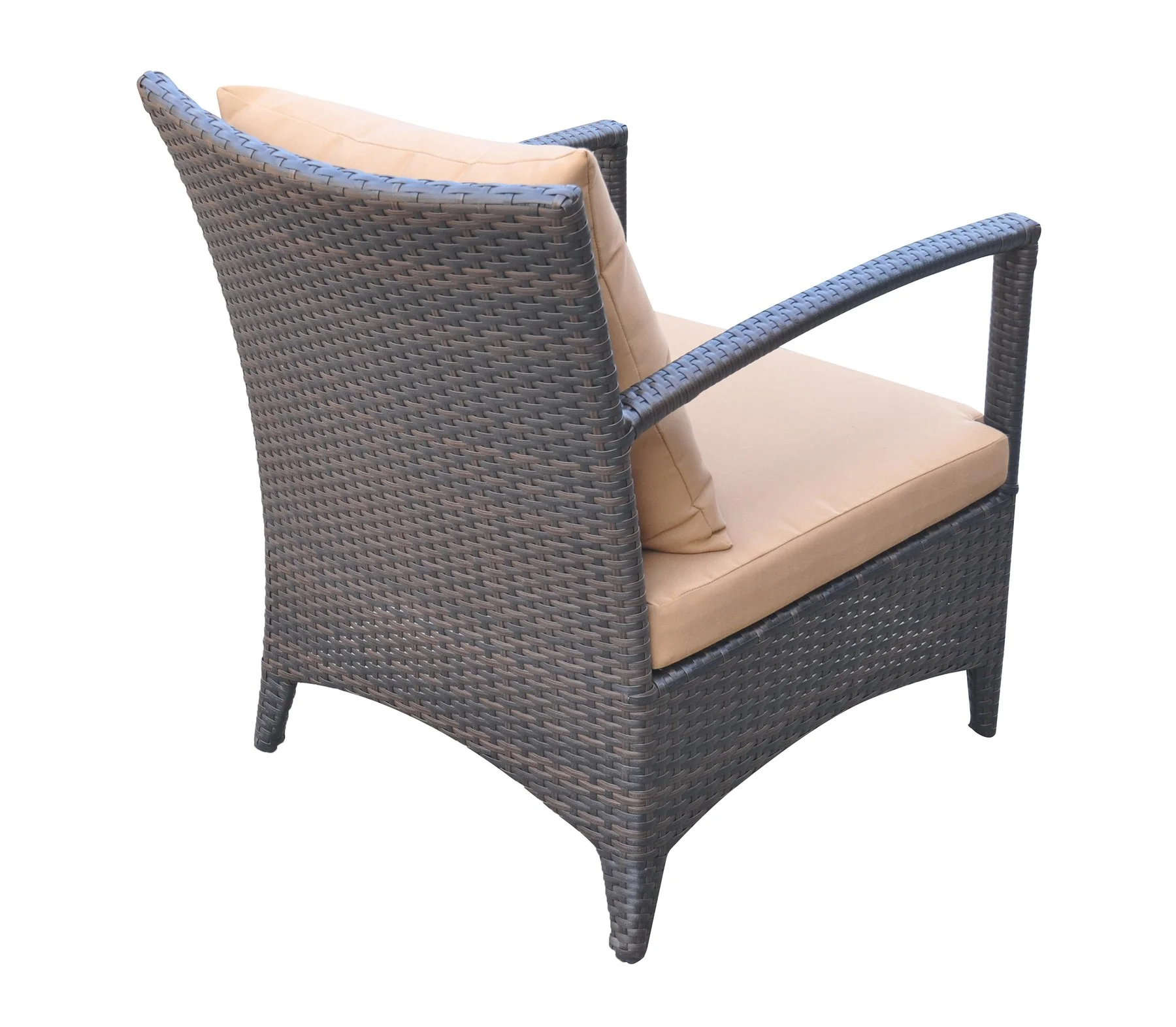 Havana 4 piece Outdoor Wicker Patio Set with Brown Fabric Cushions and Tempered Glass Top - Image 6