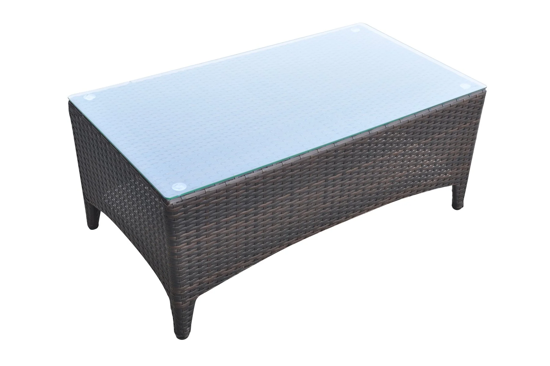 Havana 4 piece Outdoor Wicker Patio Set with Brown Fabric Cushions and Tempered Glass Top - Image 8