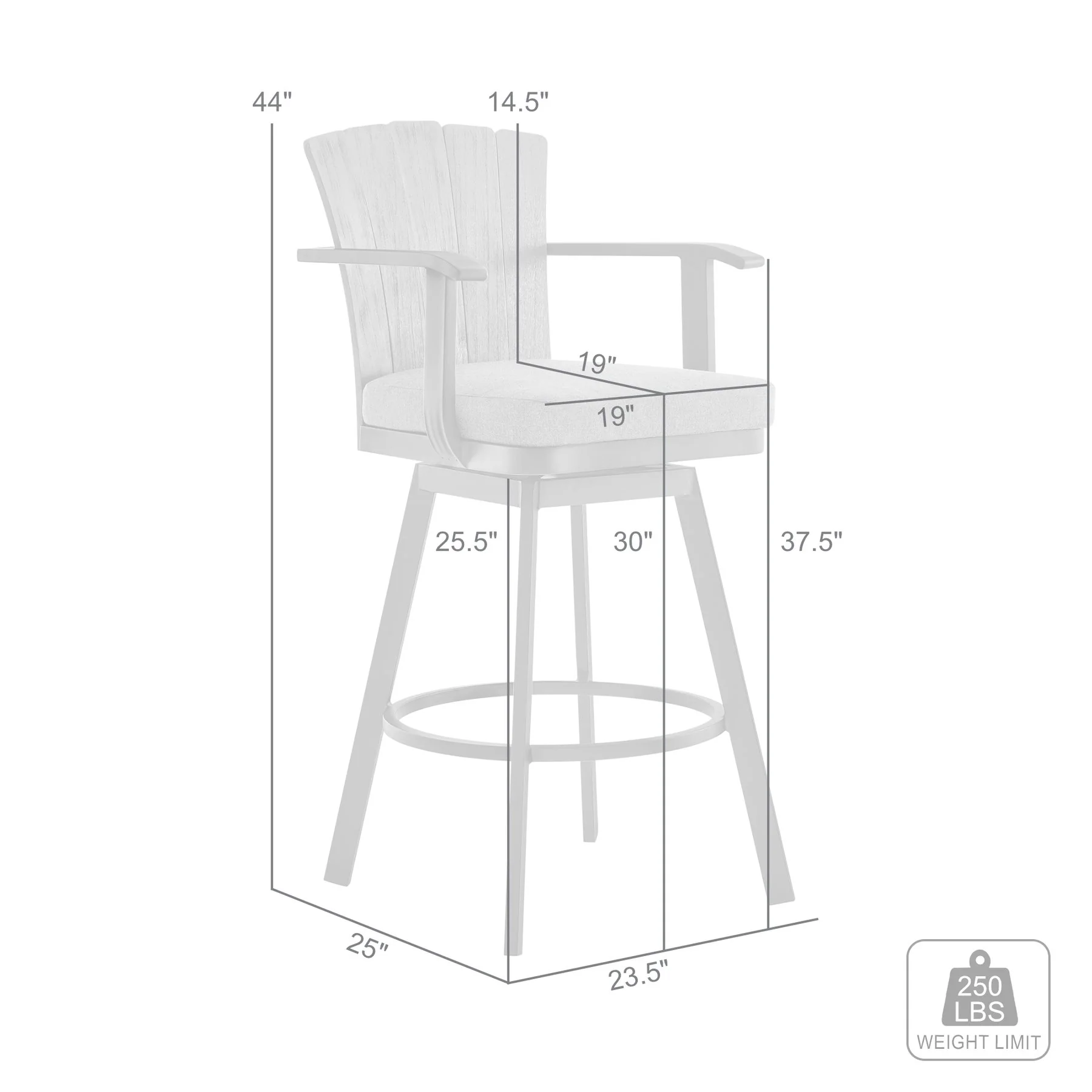Hazel Outdoor Patio Swivel Bar Stool in Aluminum with Teak Wood and Argent Gray Cushion - Image 9