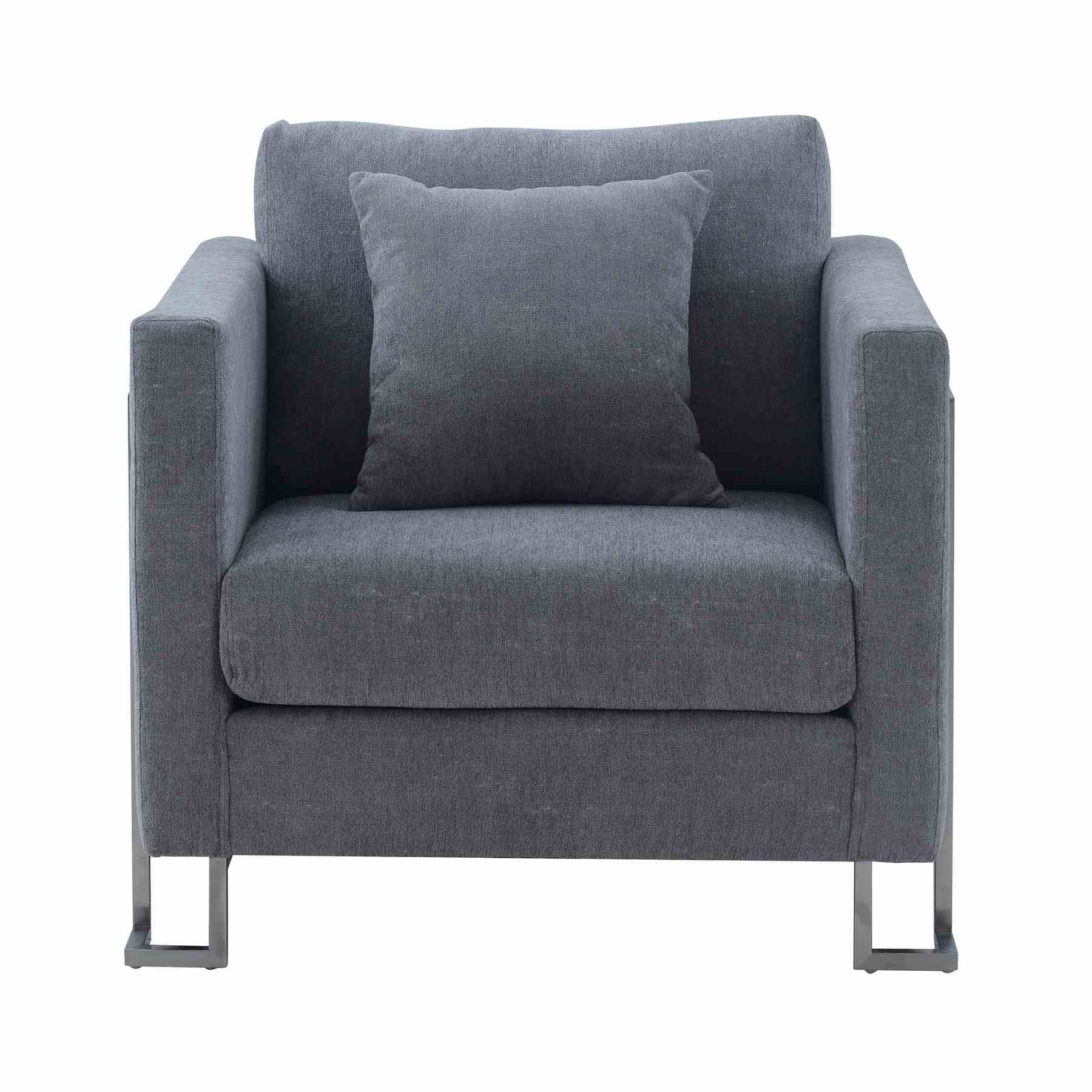 Heritage 2 Piece Gray Fabric Upholstered Sofa & Chair Set - Image 2