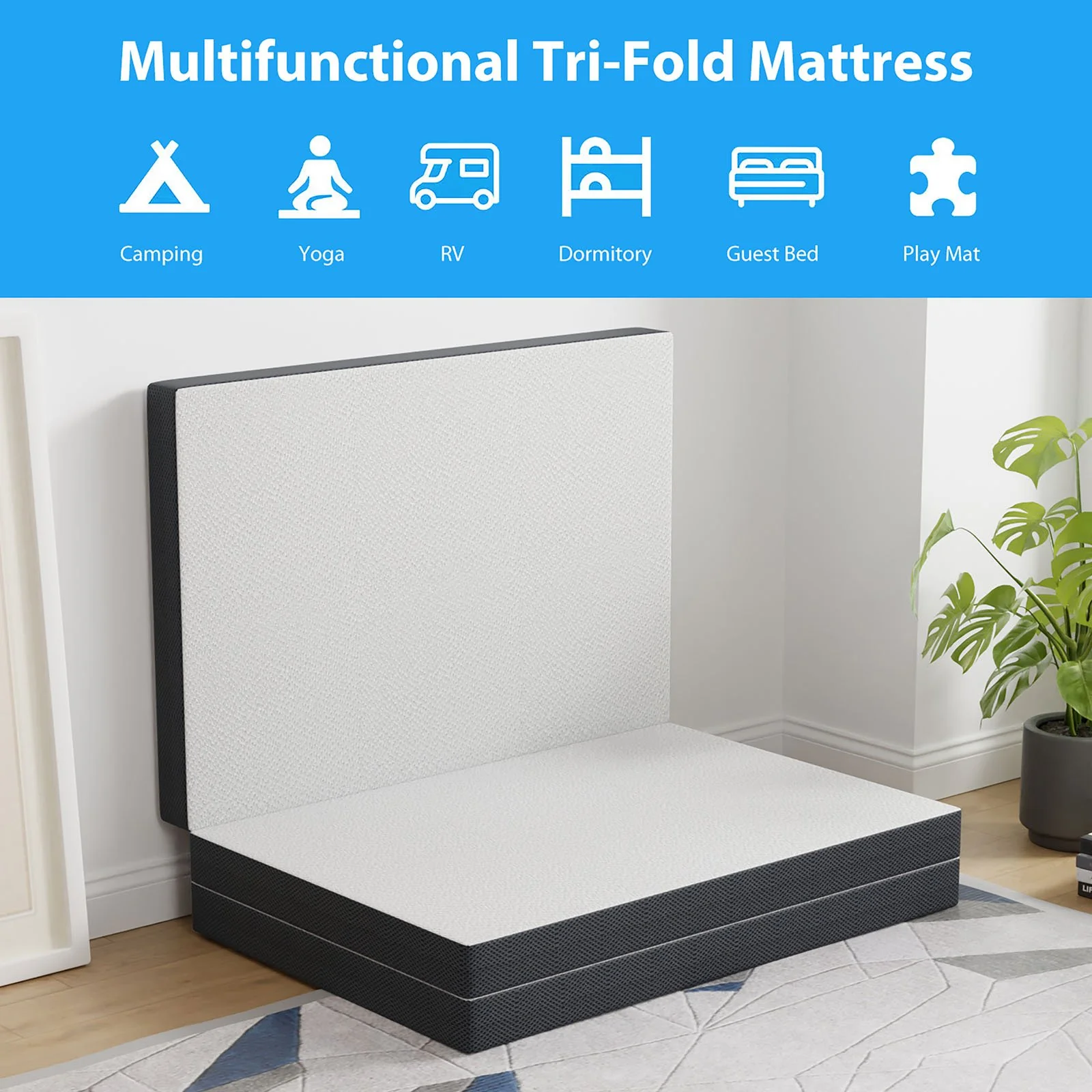 Hollyhock 4" Twin Tri-Fold Memory Foam Topper - Image 6