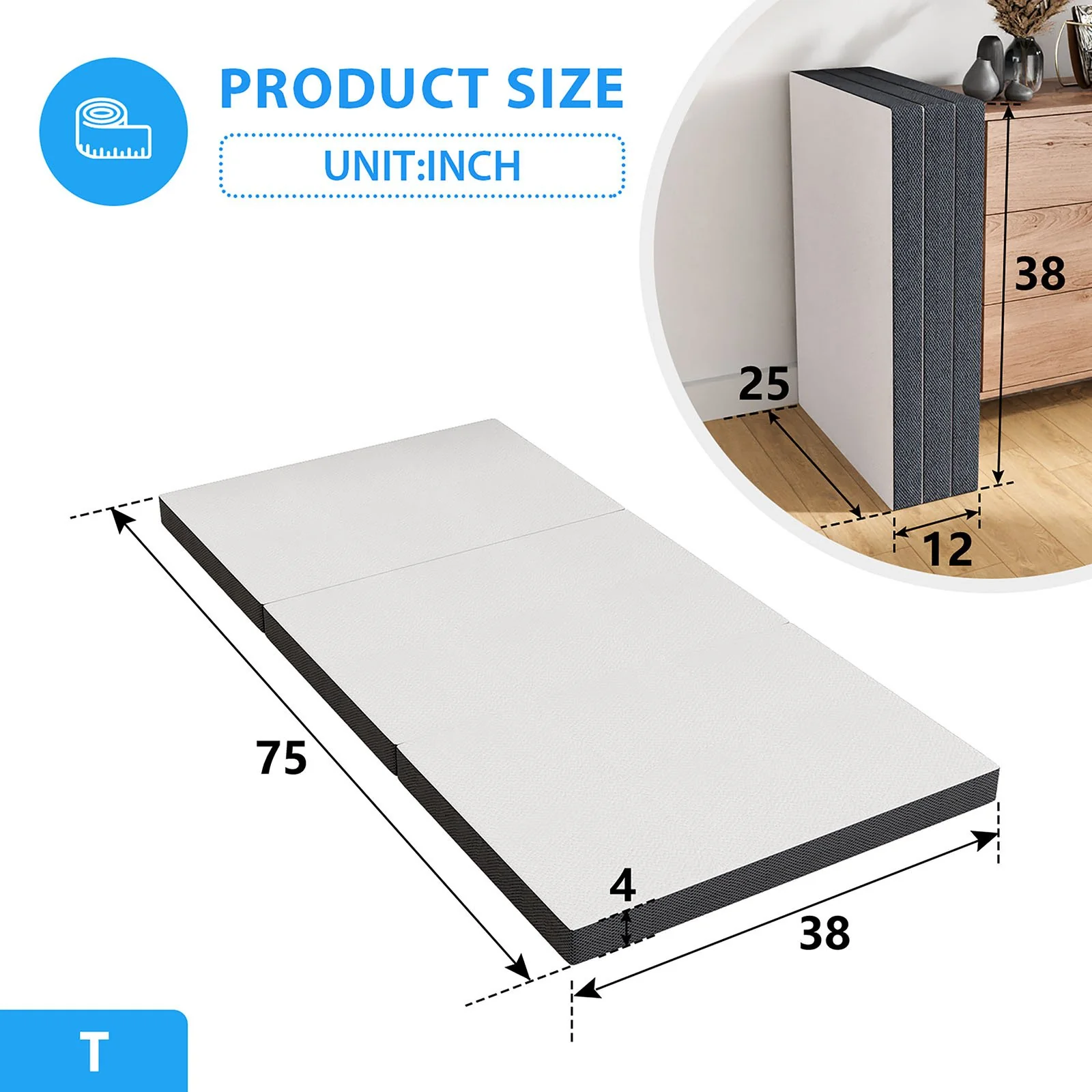 Hollyhock 4" Twin Tri-Fold Memory Foam Topper - Image 8