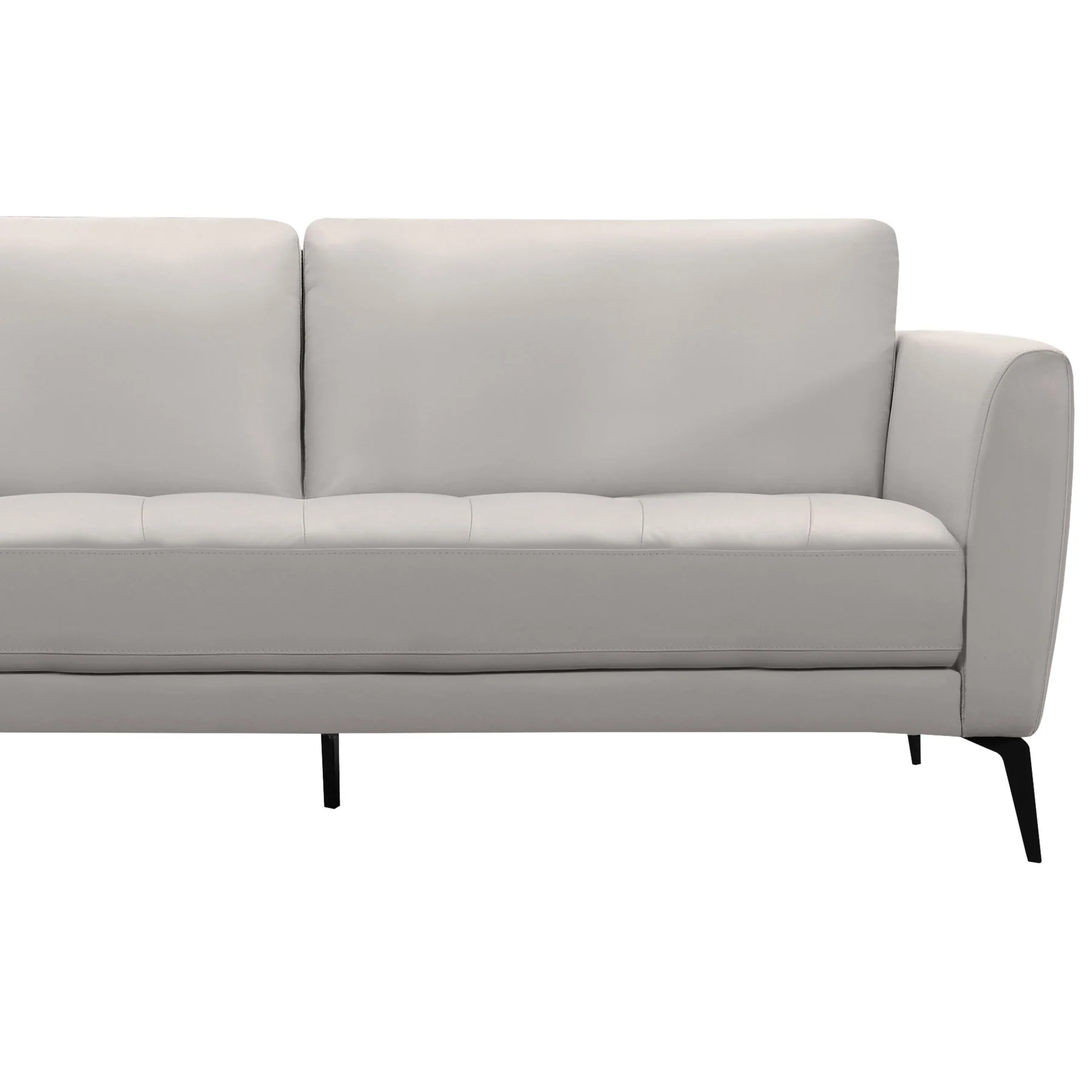 Hope Contemporary Sofa in Genuine Dove Gray Leather with Black Metal Legs - Image 3
