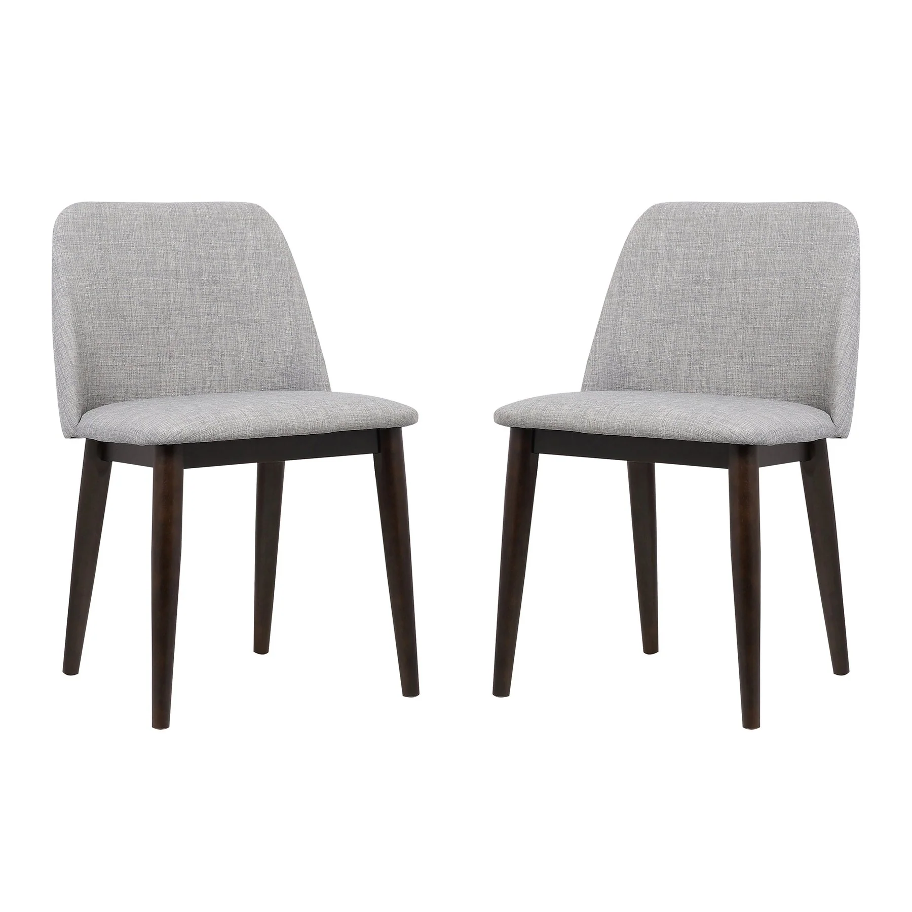 Horizon Contemporary Dining Chair in Light Gray Fabric with Brown Wood Legs - Set of 2