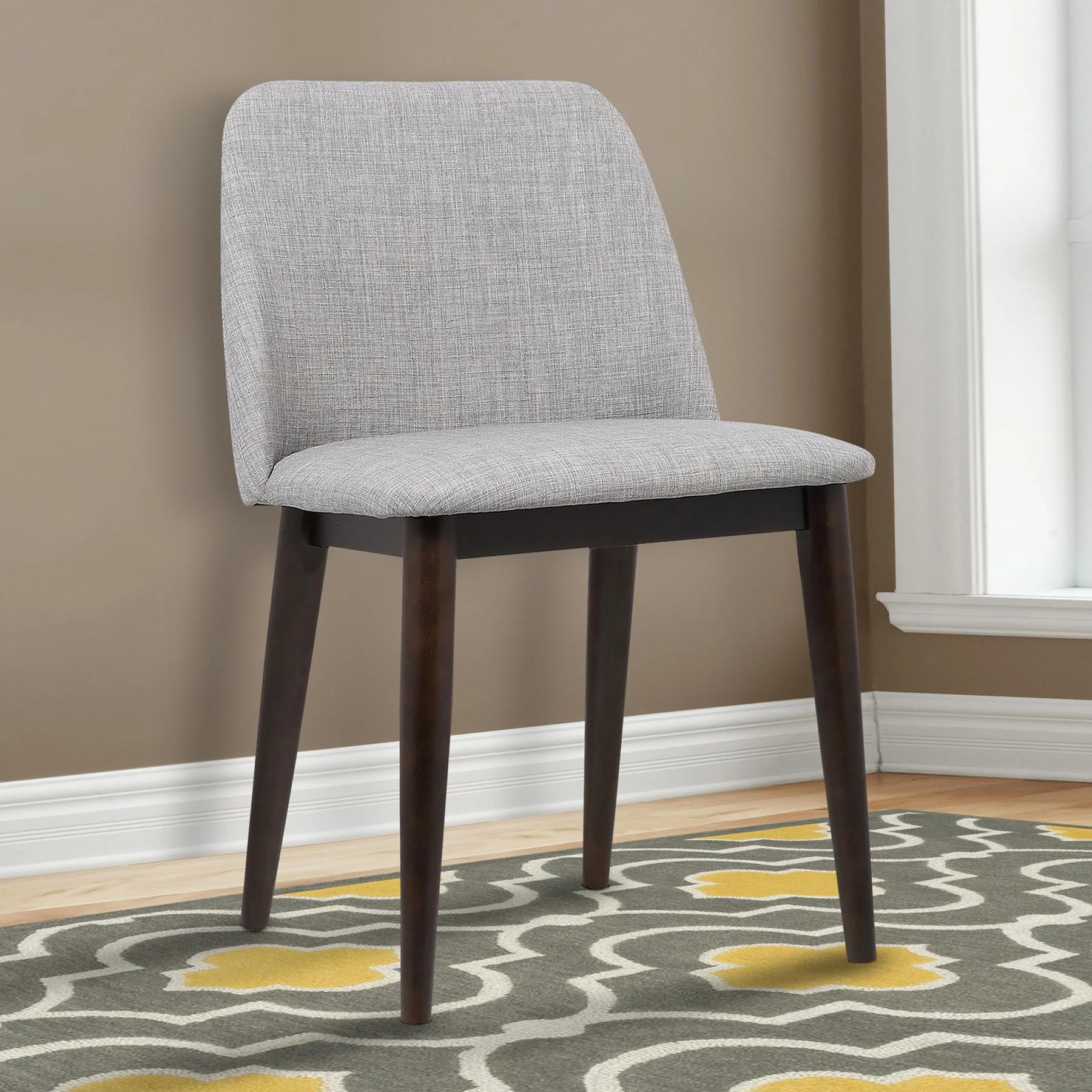 Horizon Contemporary Dining Chair in Light Gray Fabric with Brown Wood Legs - Set of 2 - Image 9